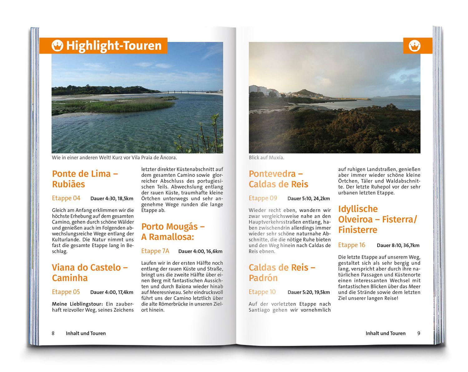 Beispielinhalt (Bild) KOMPASS Wanderführer Jakobsweg Portugal - Spanien, 25 Etappen mit Extra-Tourenkarte