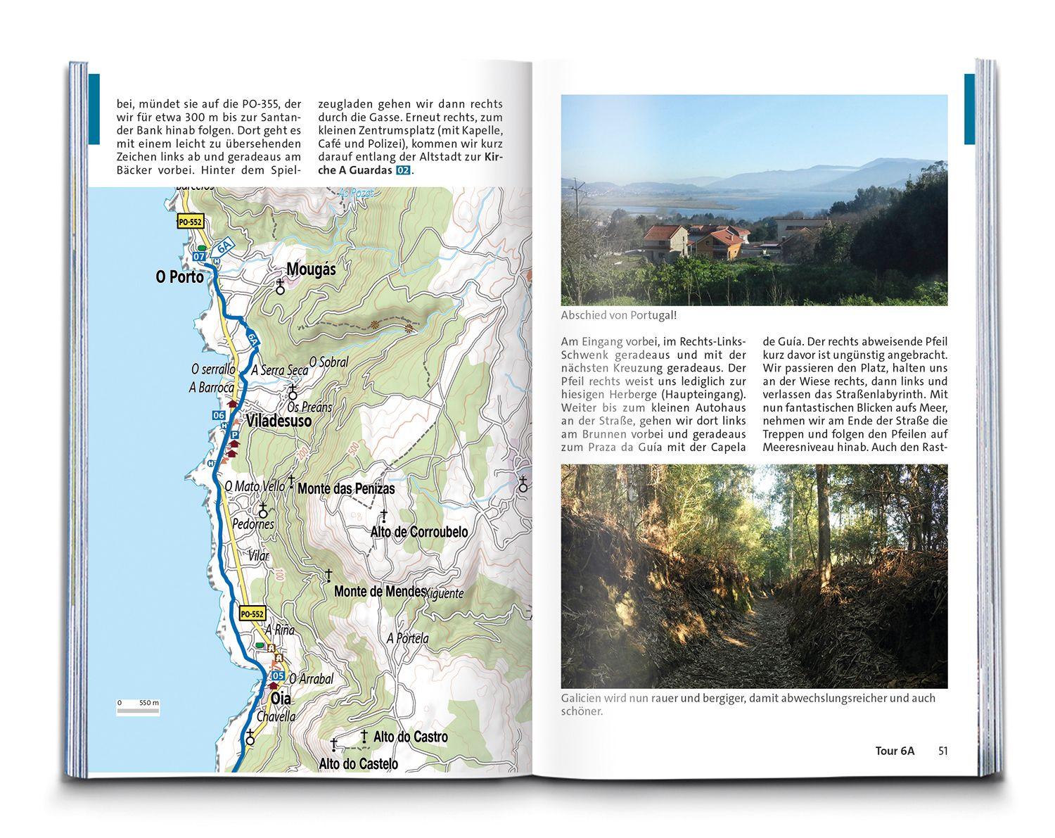 Beispielinhalt (Bild) KOMPASS Wanderführer Jakobsweg Portugal - Spanien, 25 Etappen mit Extra-Tourenkarte