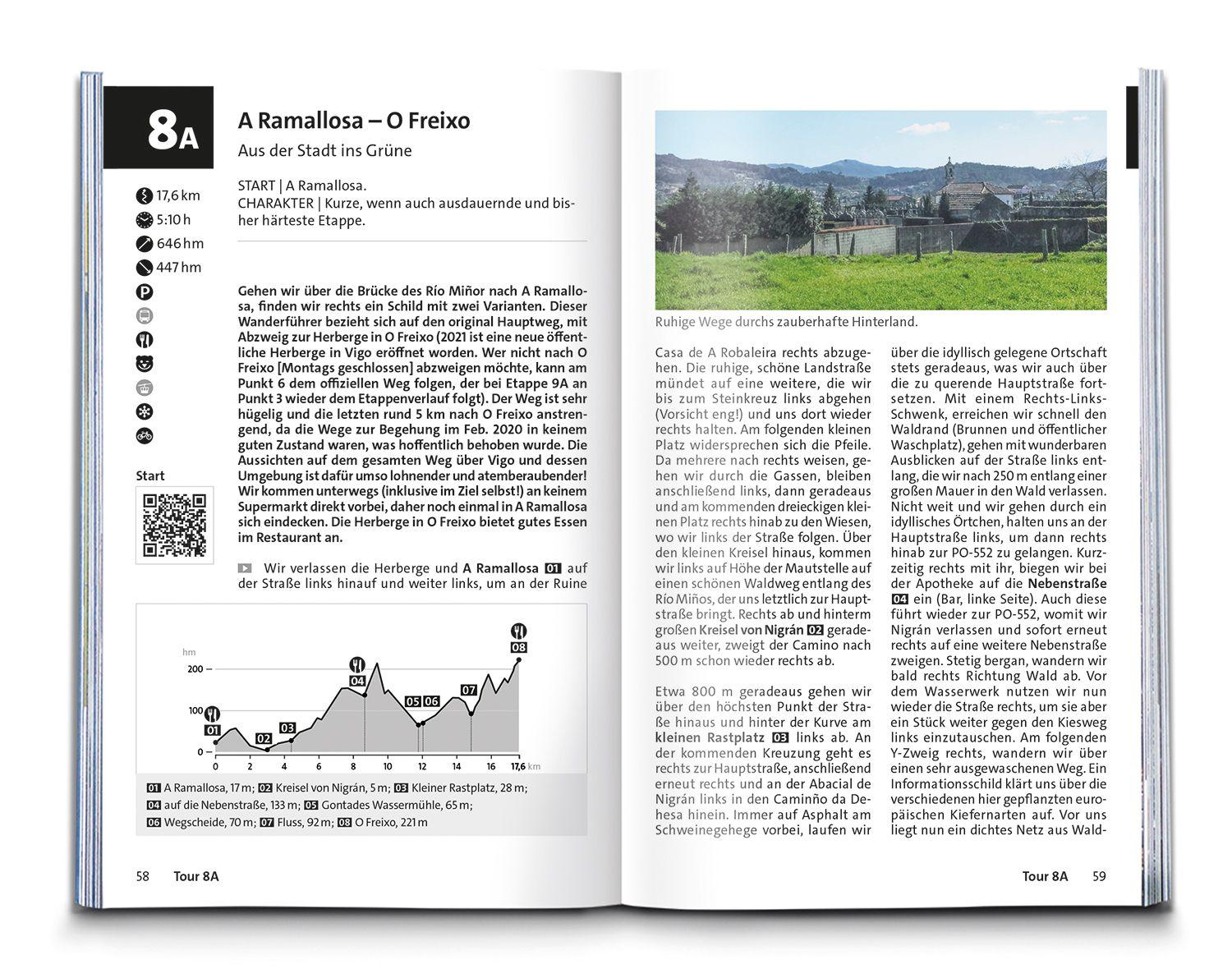 Beispielinhalt (Bild) KOMPASS Wanderführer Jakobsweg Portugal - Spanien, 25 Etappen mit Extra-Tourenkarte