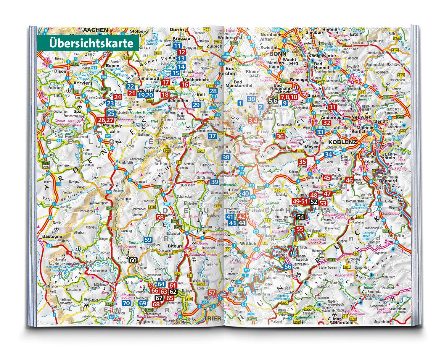 Beispielinhalt (Bild) KOMPASS Wanderführer Eifel mit Mosel, Luxemburger Schweiz und Hohem Venn, 70 Touren mit Extra-Tourenkarte