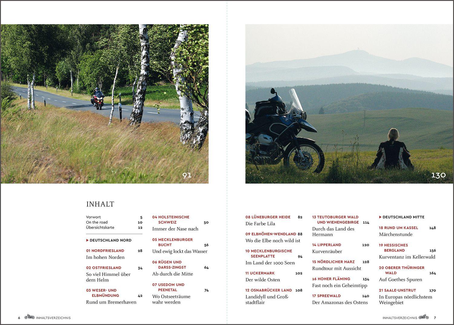 Beispielinhalt (Bild) KUNTH Abgefahren, Unentdeckte Bikertouren in Deutschland