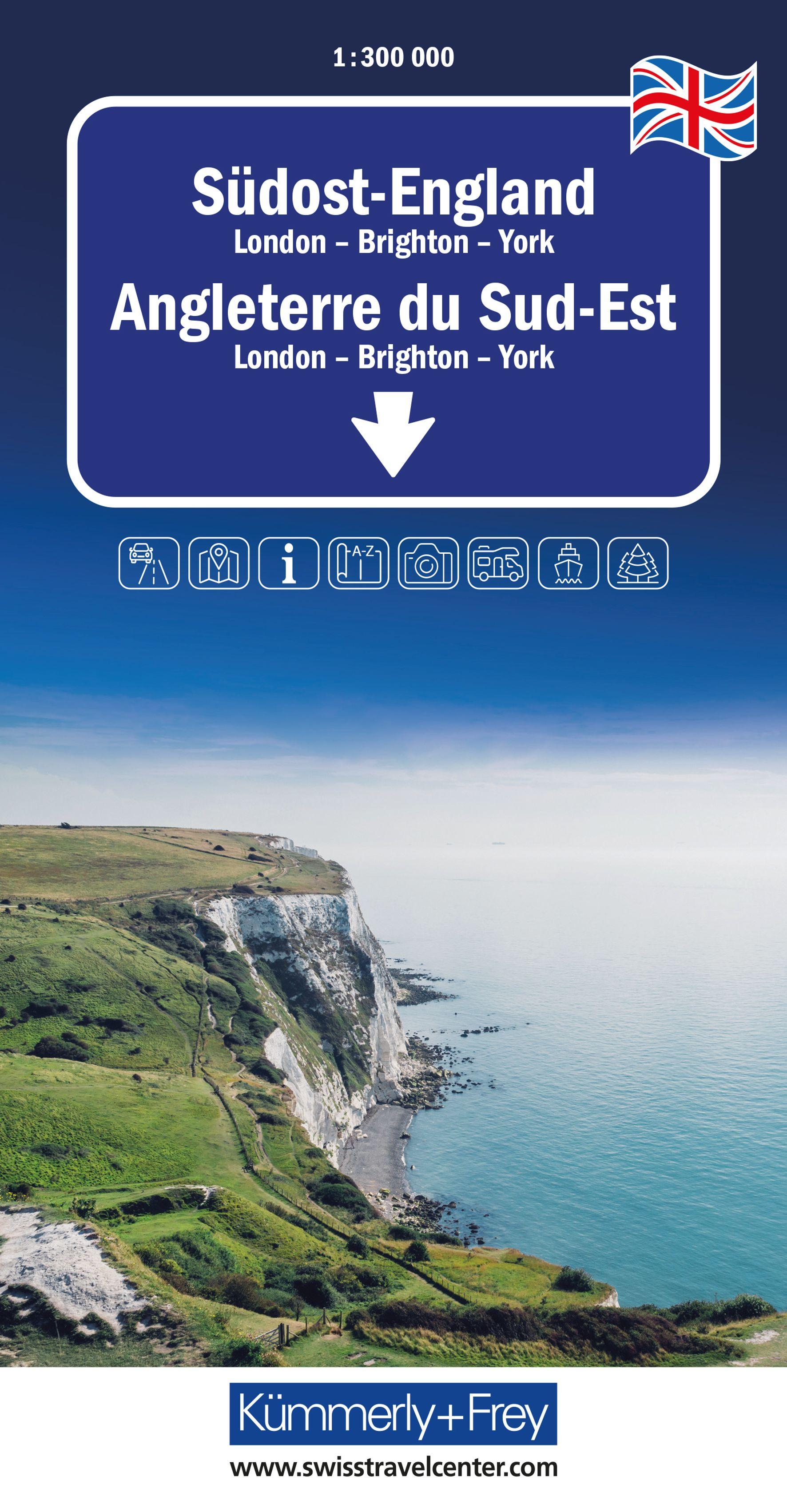 Vorderes Coverbild Kümmerly+Frey Regional-Strassenkarte Südost-England 1:300.000