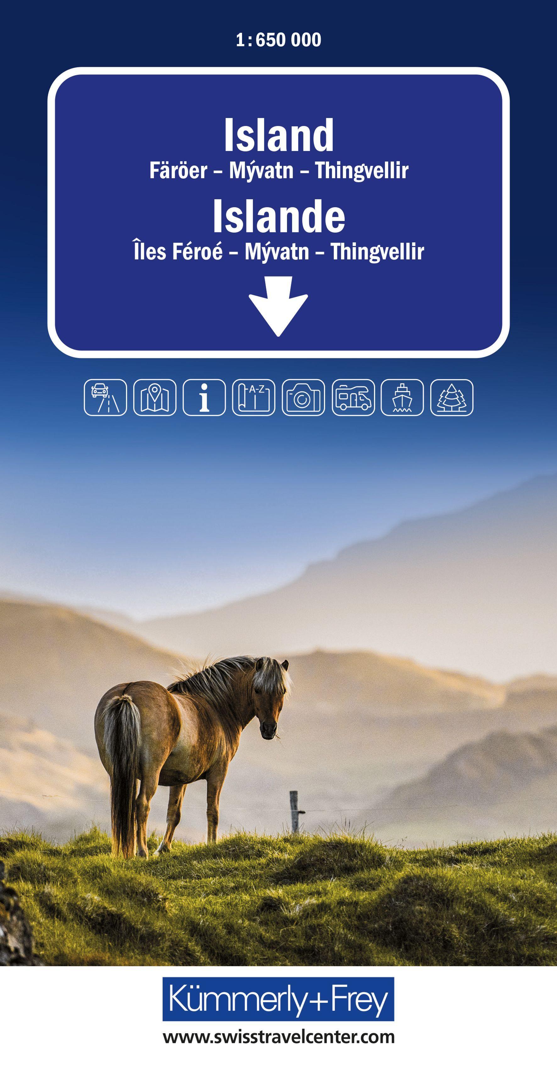 Vorderes Coverbild Kümmerly+Frey Strassenkarte Island 1:650.000