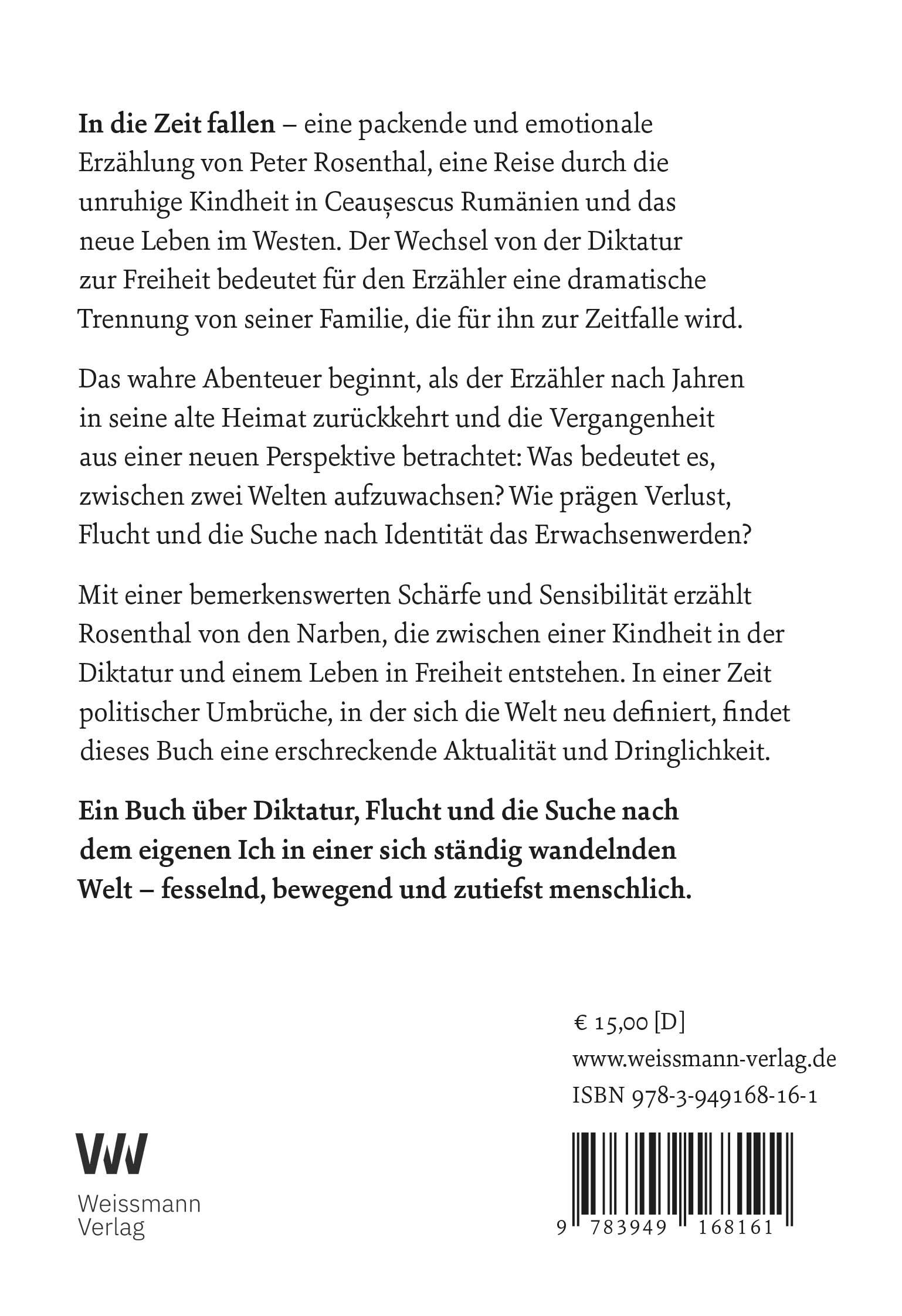 Rückseitencover In die Zeit fallen