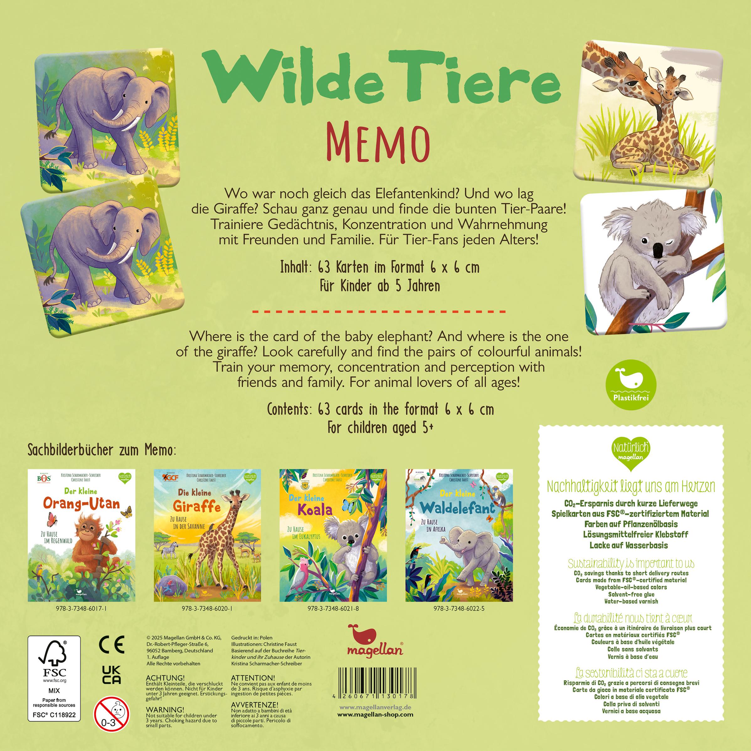 Rückseitencover Wilde Tiere - Memo