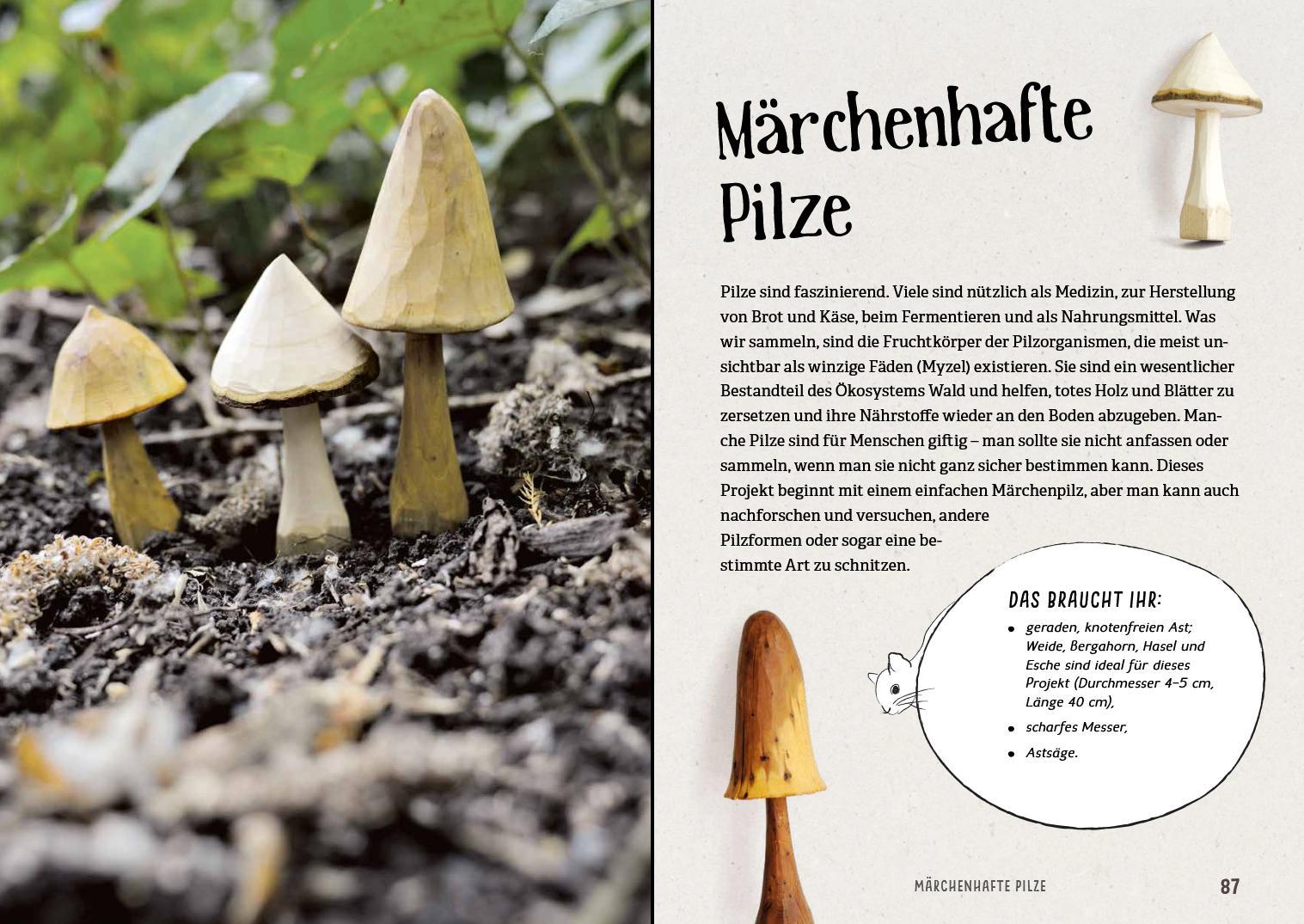 Beispielinhalt (Bild) Kinder schnitzen im Wald