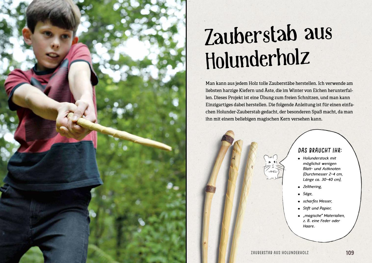 Beispielinhalt (Bild) Kinder schnitzen im Wald