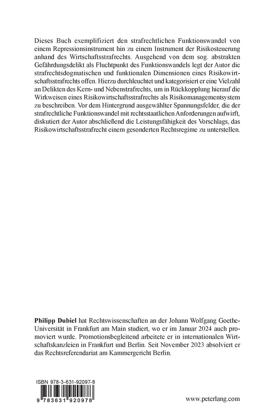 Rückseitencover Abstrakte Gefährdung im Wirtschaftsstrafrecht