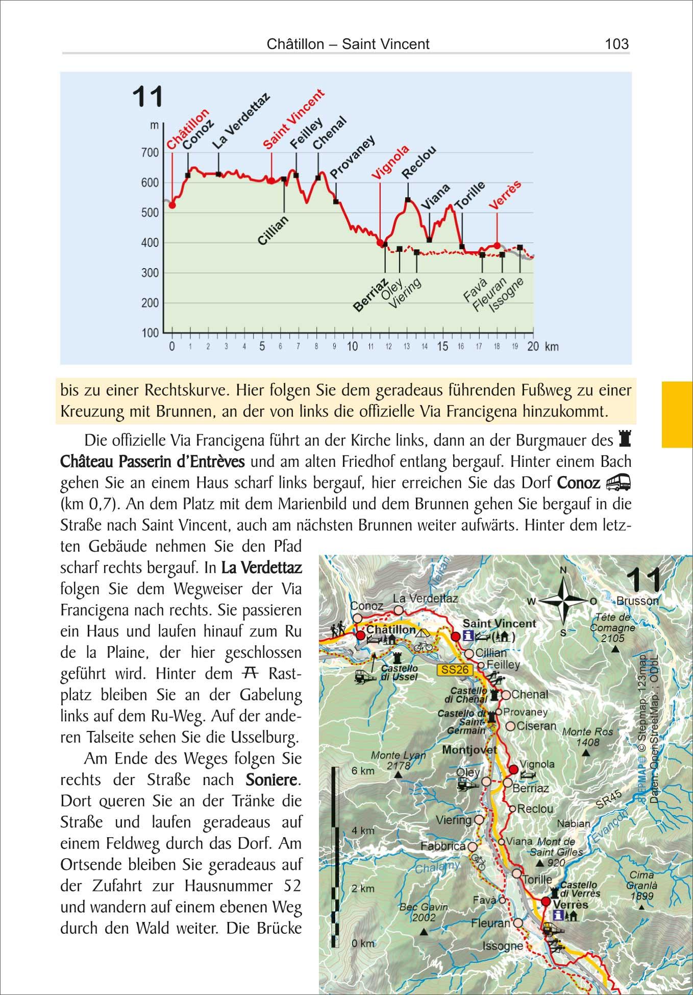 Beispielinhalt (Bild) Via Francigena von Lausanne nach Rom
