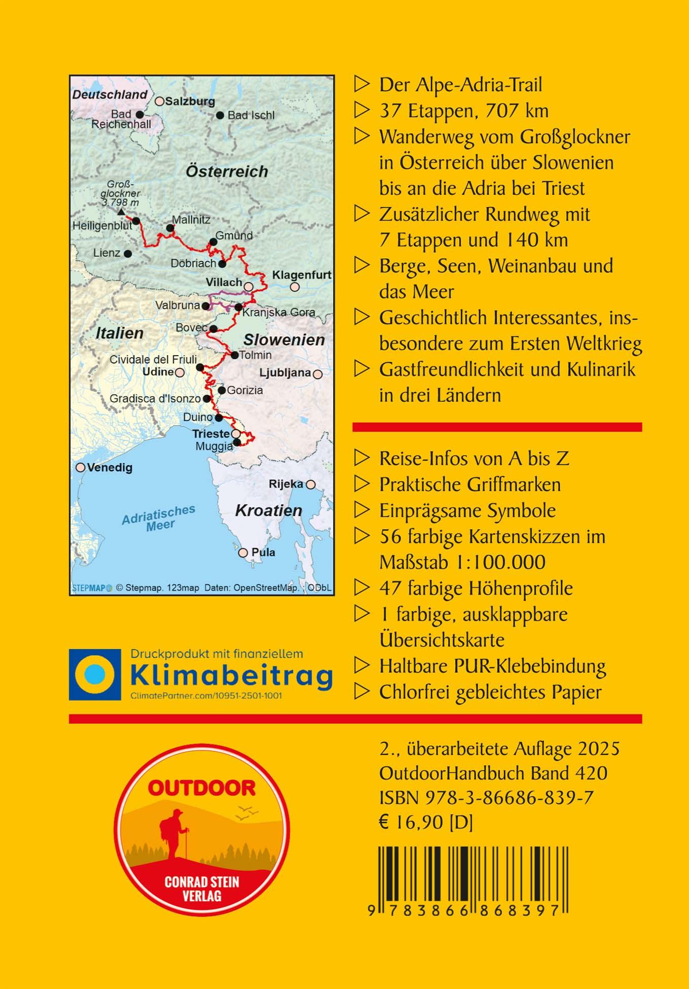 Rückseitencover Alpe-Adria-Trail vom Großglockner nach Muggia