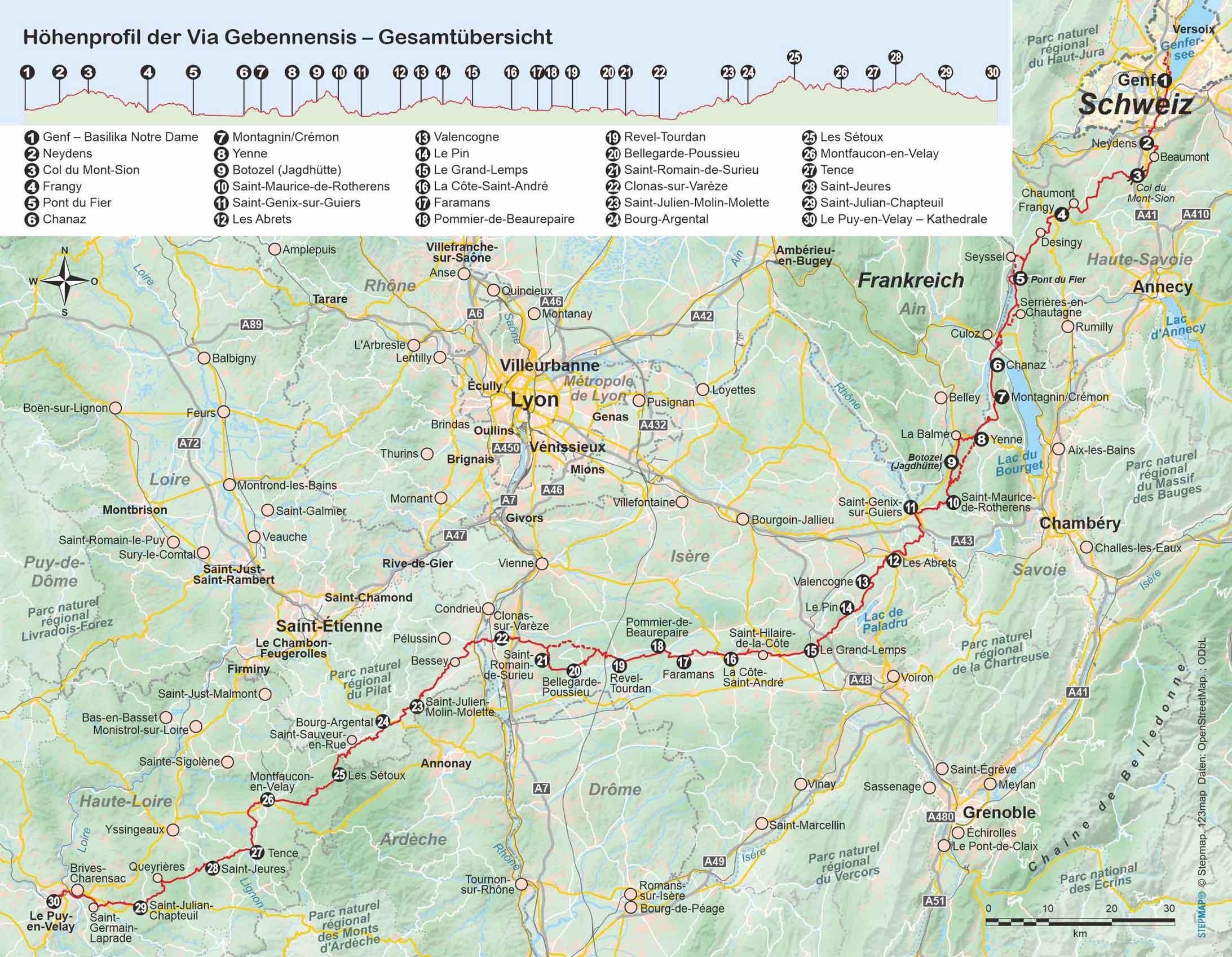 Beispielinhalt (Bild) Frankreich: Jakobsweg Via Gebennensis von Genf nach Le Puy-en-Velay