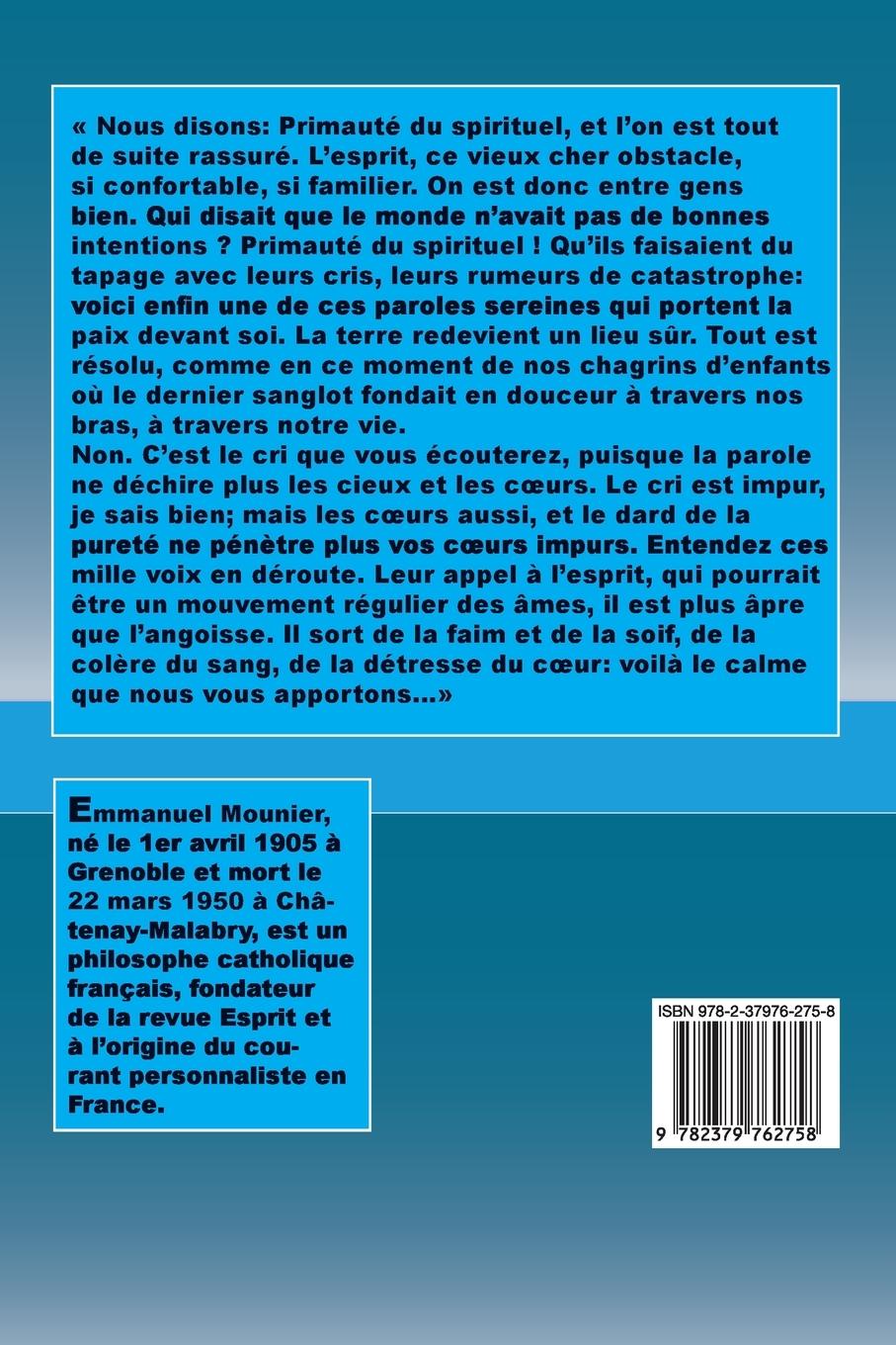 Rückseitencover Révolution personnaliste et communautaire