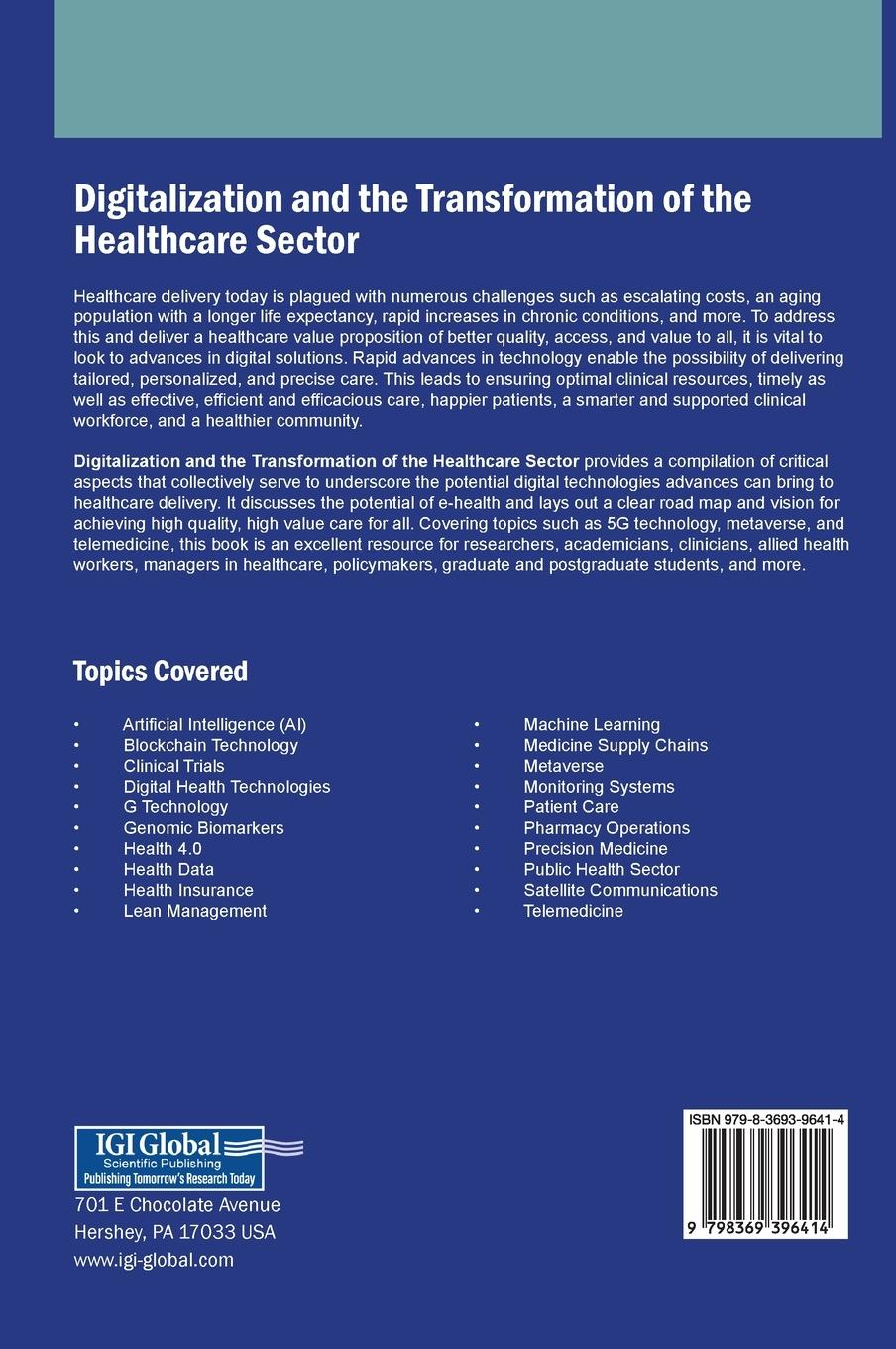 Rückseitencover Digitalization and the Transformation of the Healthcare Sector