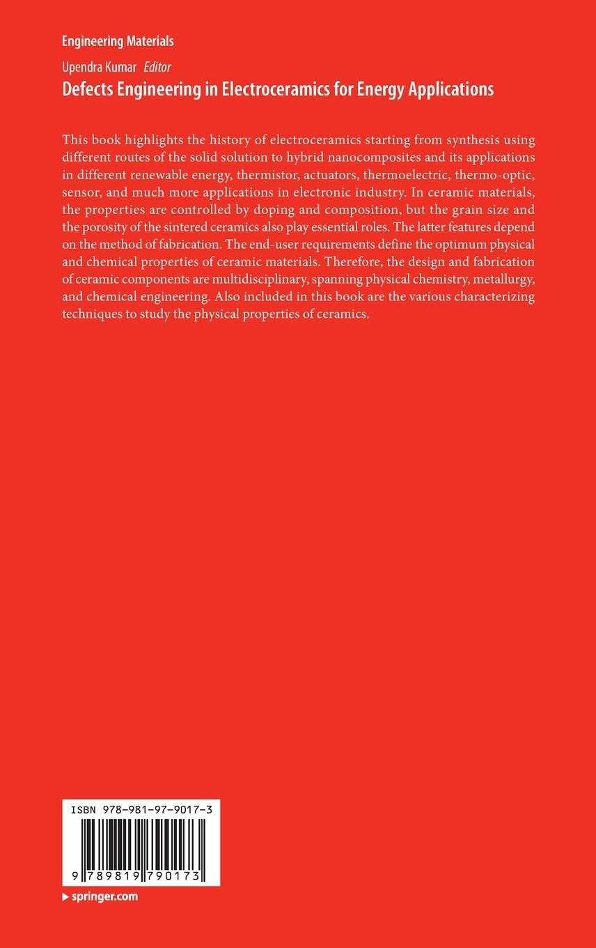 Rückseitencover Defects Engineering in Electroceramics for Energy Applications