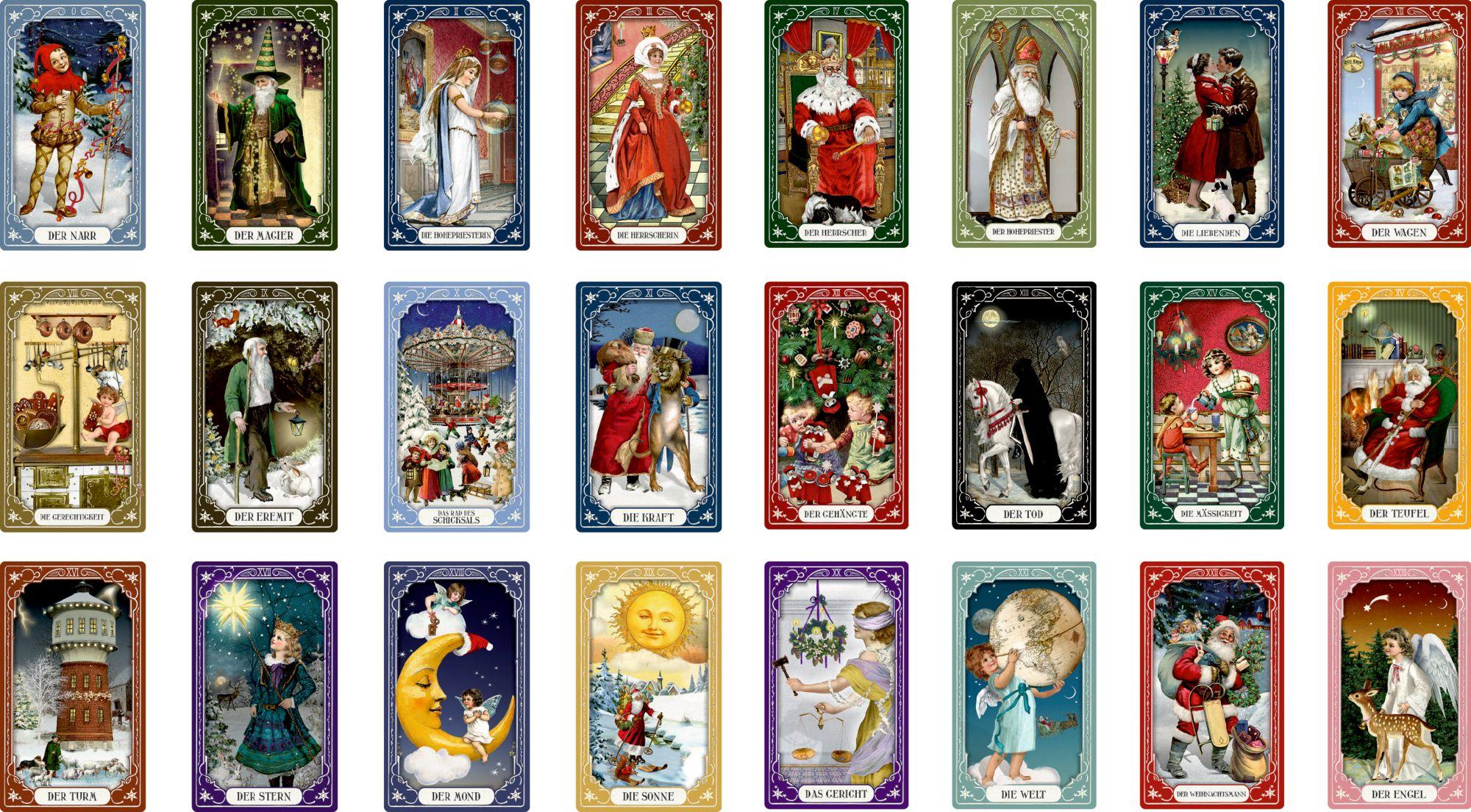 Beispielinhalt (Bild) Schachtelspiel - Nostalgisches Weihnachts-Tarot