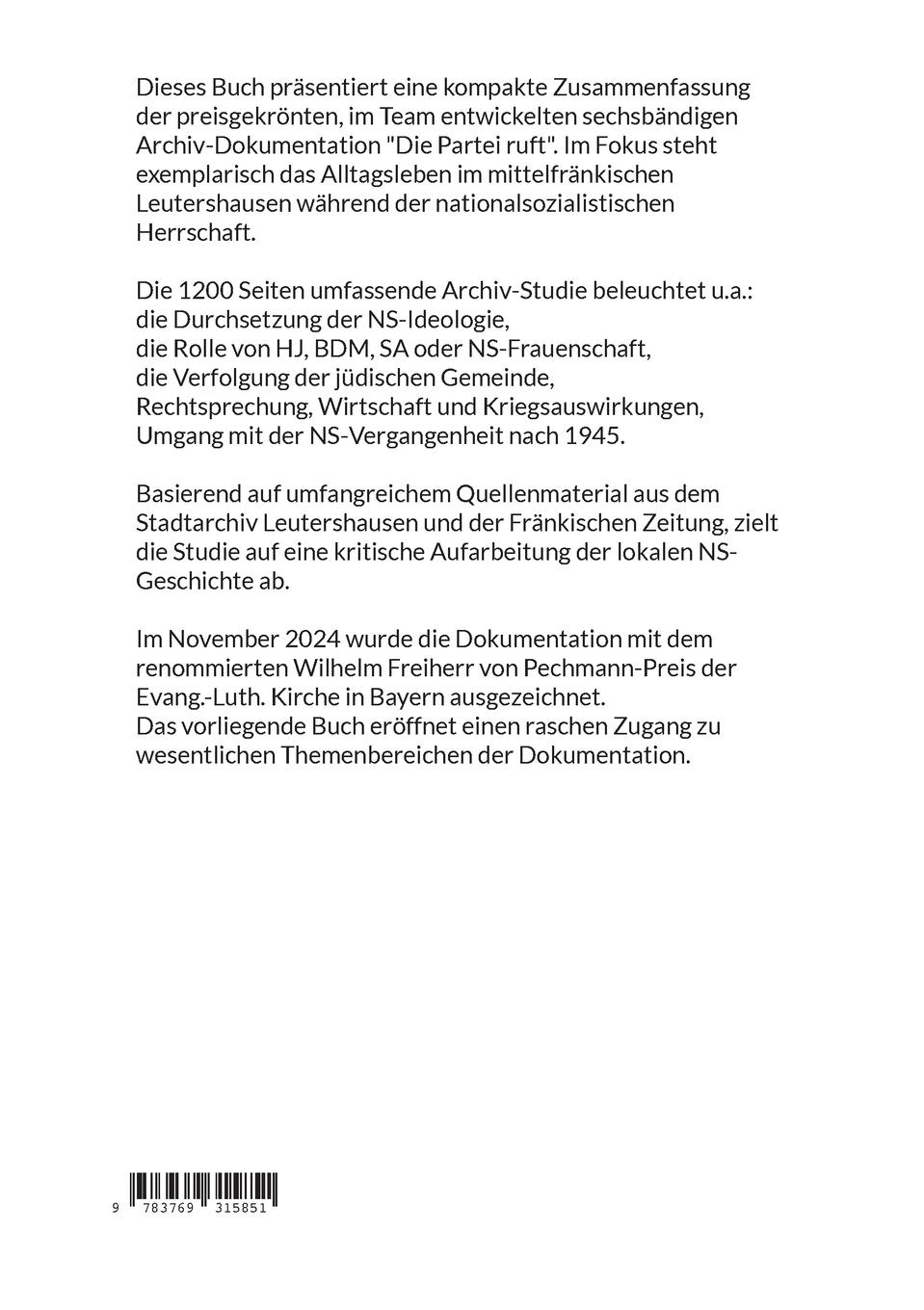 Rückseitencover Die Partei ruft