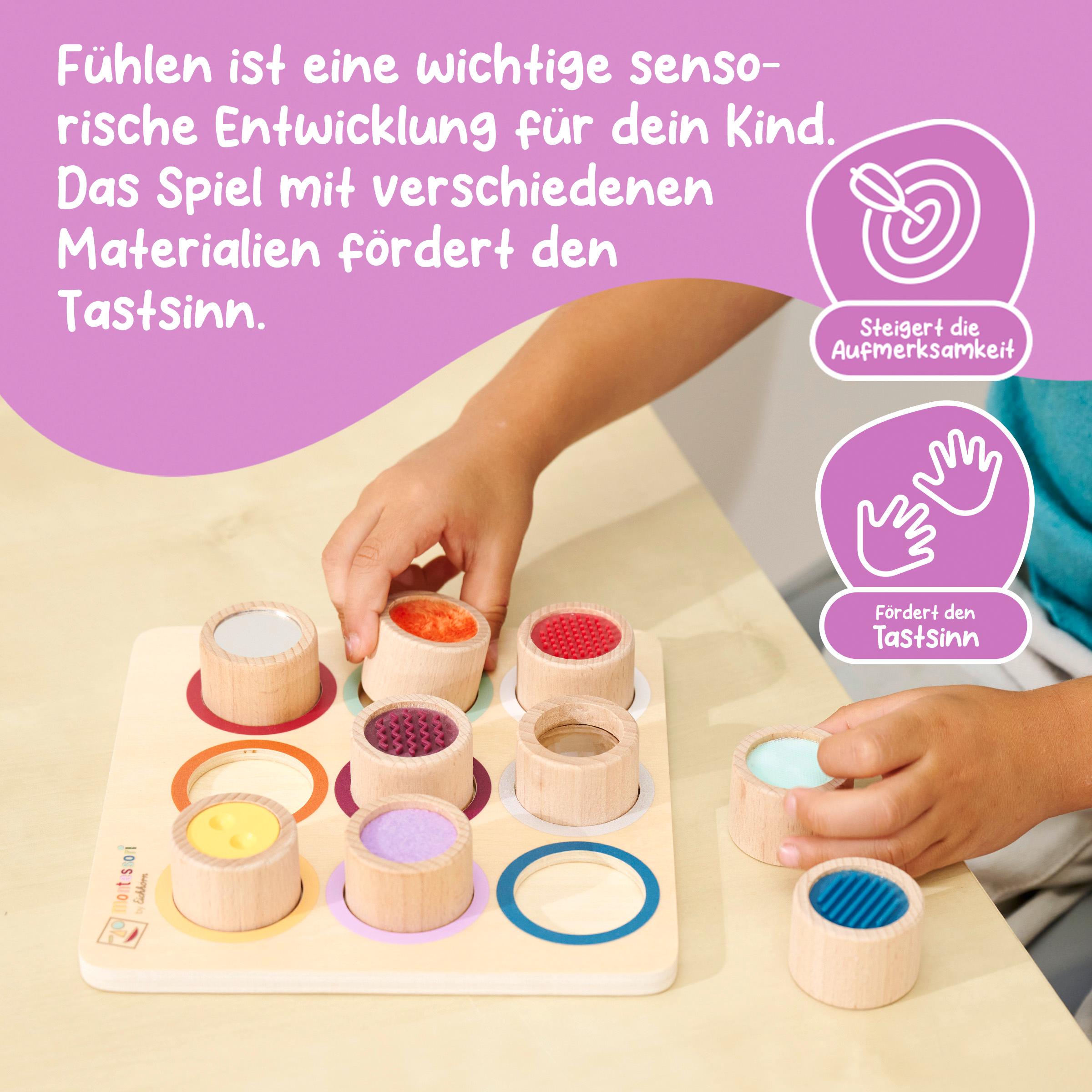 Beispielinhalt (Bild) EH Montessori Fühlbrett