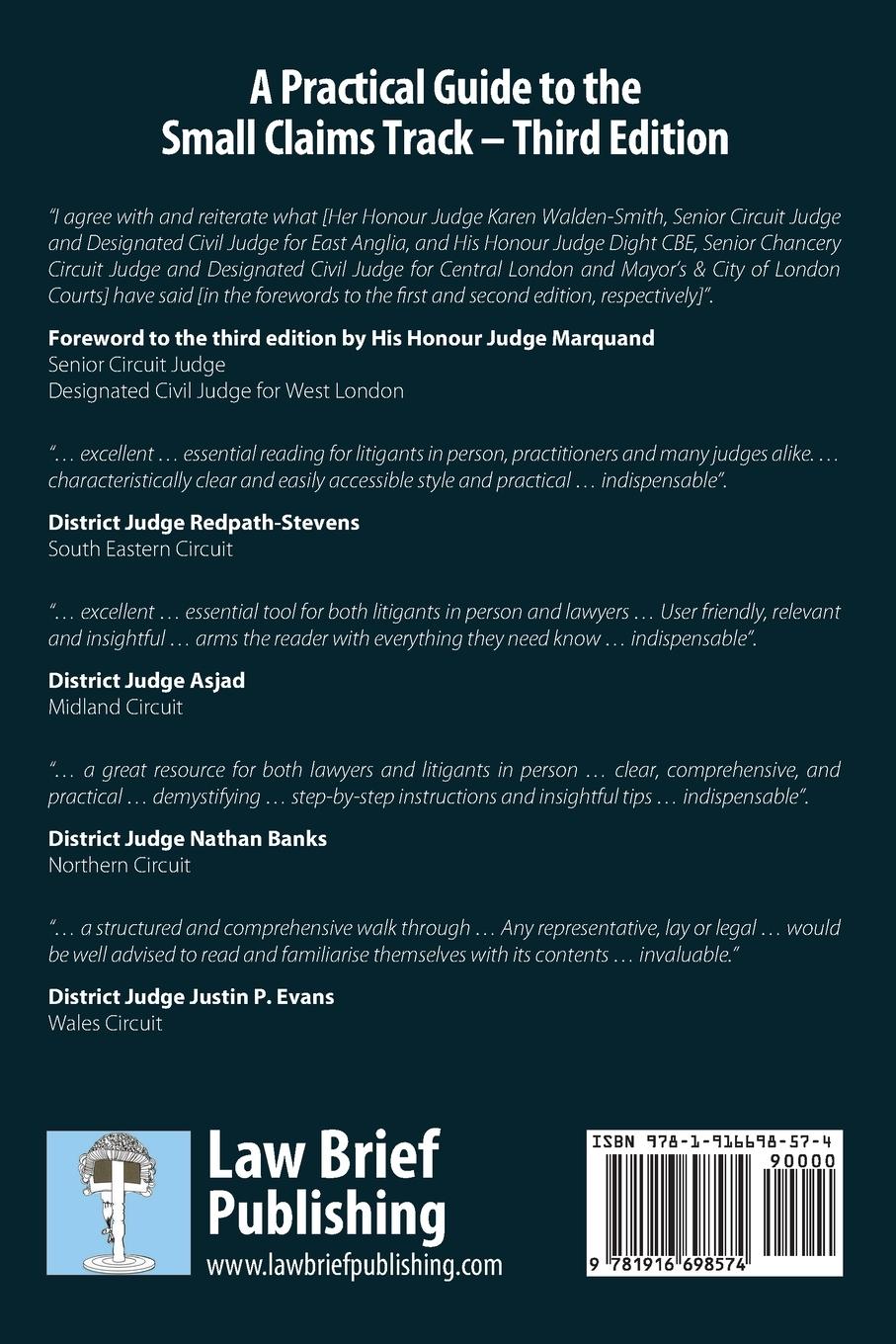 Rückseitencover A Practical Guide to the Small Claims Track - Third Edition