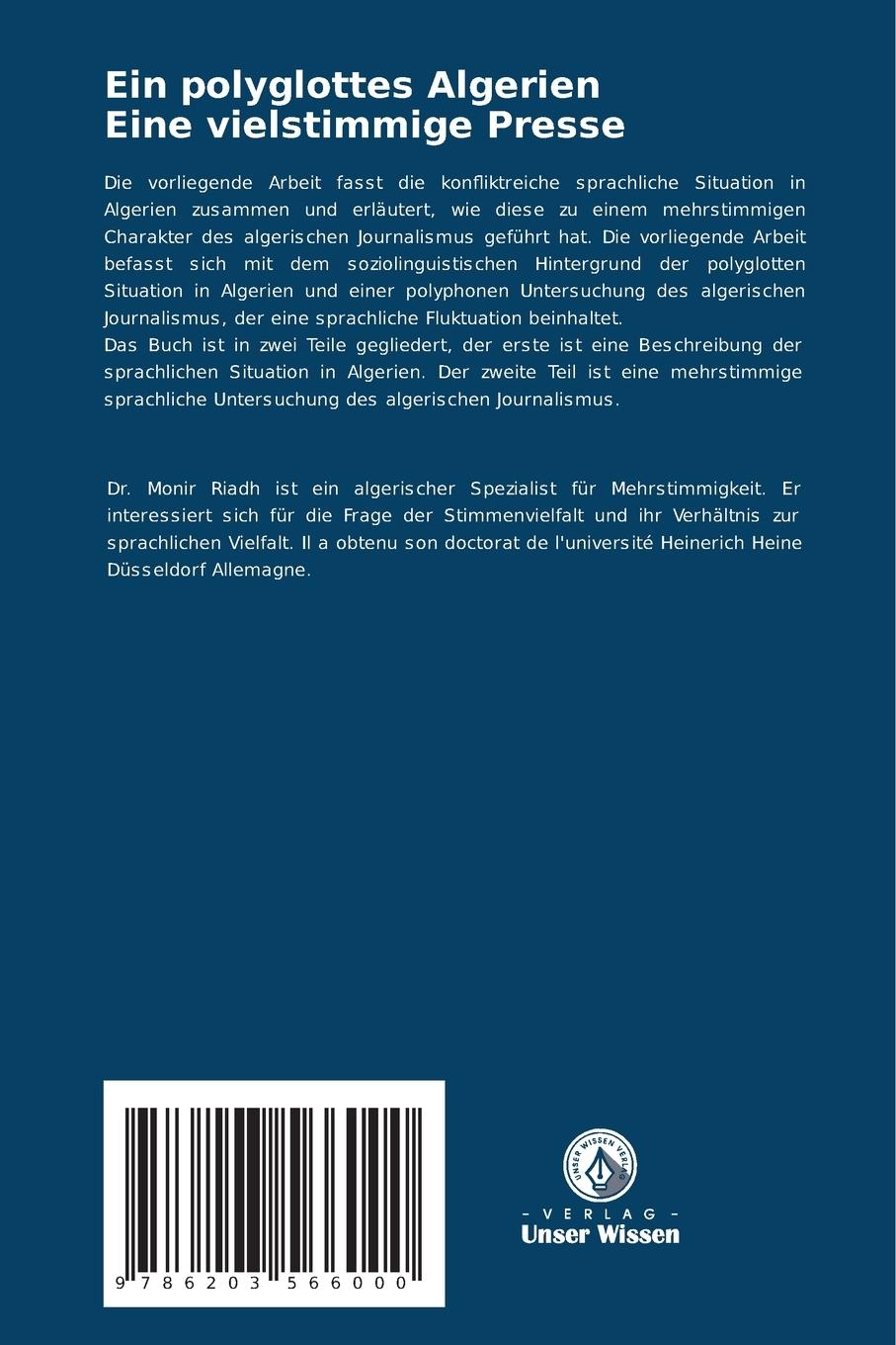 Rückseitencover Ein polyglottes Algerien Eine vielstimmige Presse