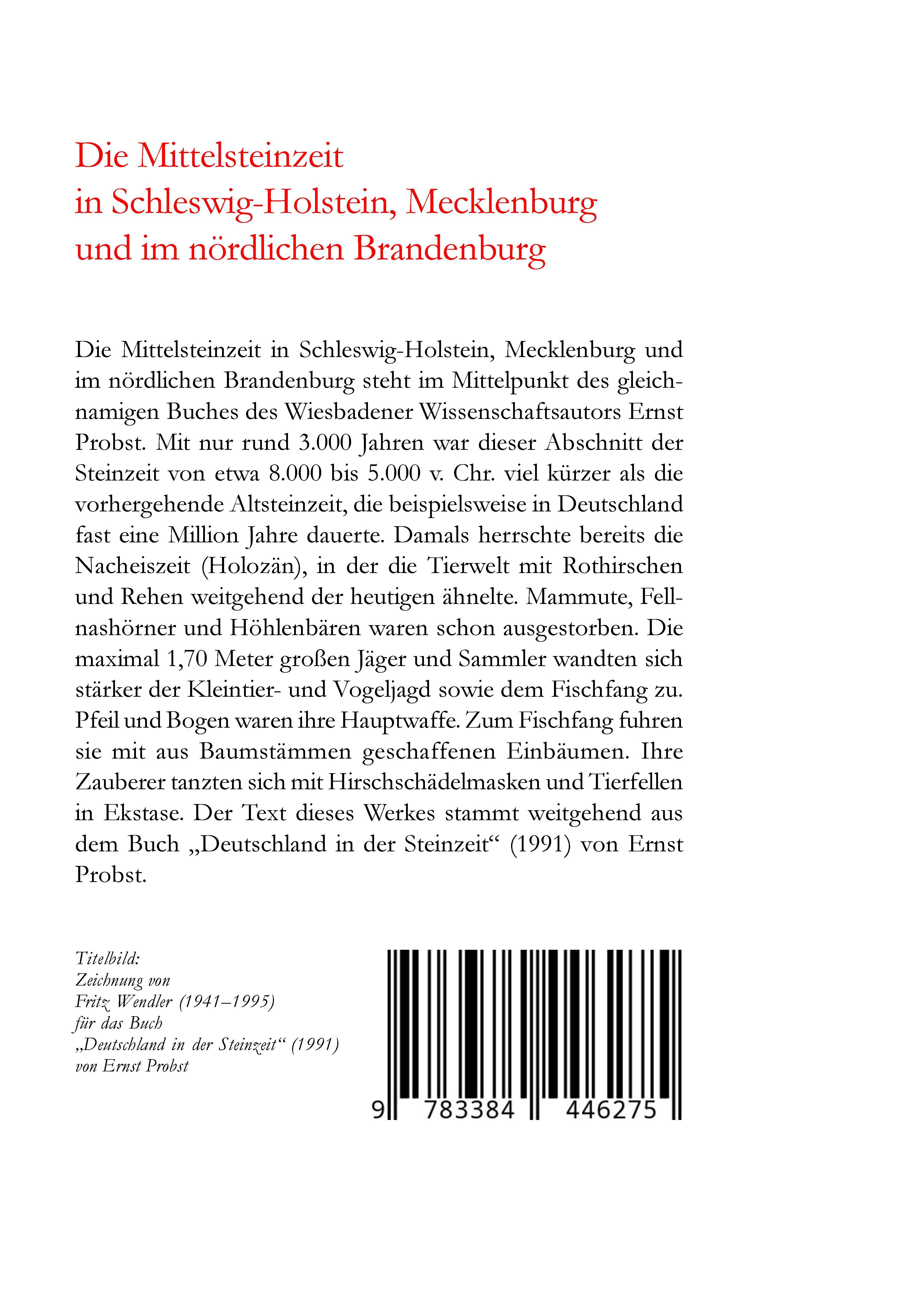 Rückseitencover Die Mittelsteinzeit in Schleswig-Holstein, Mecklenburg und im nördlichen Brandenburg