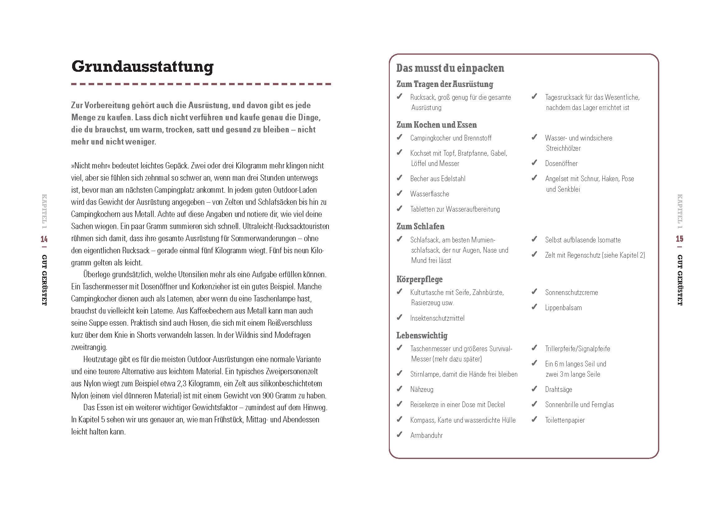 Beispielinhalt (Bild) Überleben in der Wildnis - der praktische Survival-Guide für Outdoor-Abenteuer
