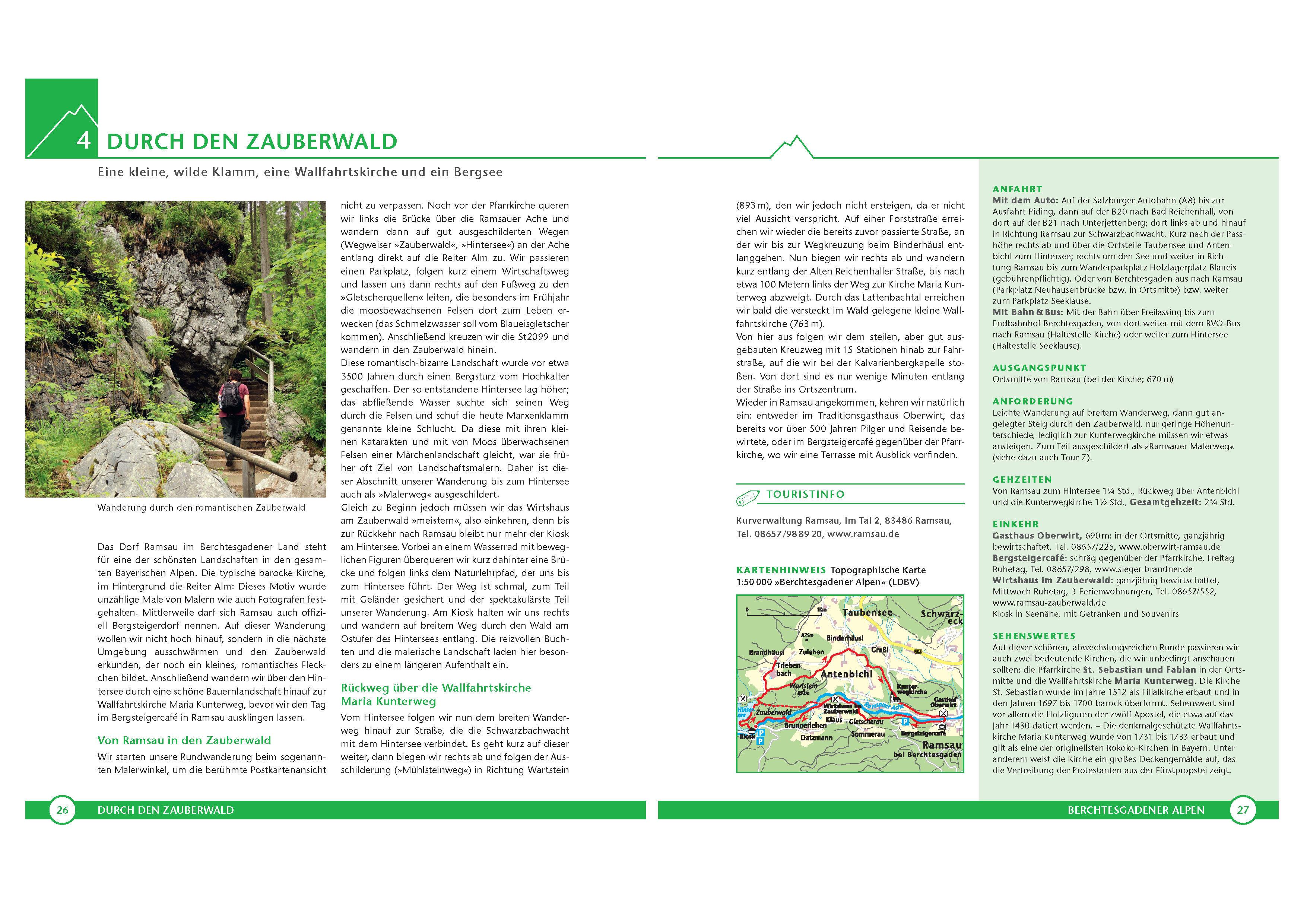 Beispielinhalt (Bild) Wandertouren für Senioren. 44 Routen zwischen Berchtesgaden & Füssen plus Routen für Rollstuhl und Rollator. Auch für Kinderwagen geeignet.