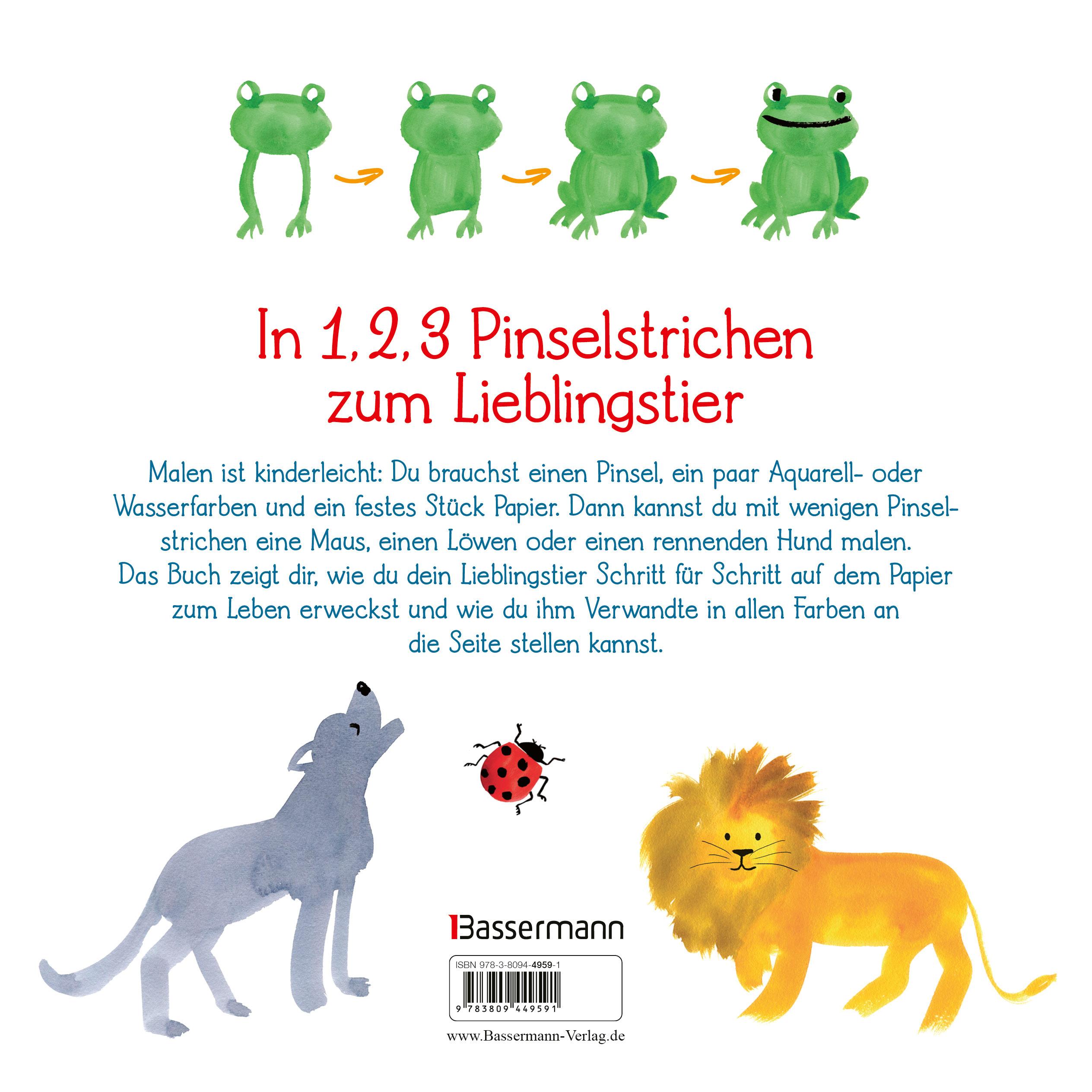 Beispielinhalt (Bild) Wasserfarben-Spaß: Tiere malen. Mit wenigen Pinselstrichen. Für Aquarell- und Wasserfarben.