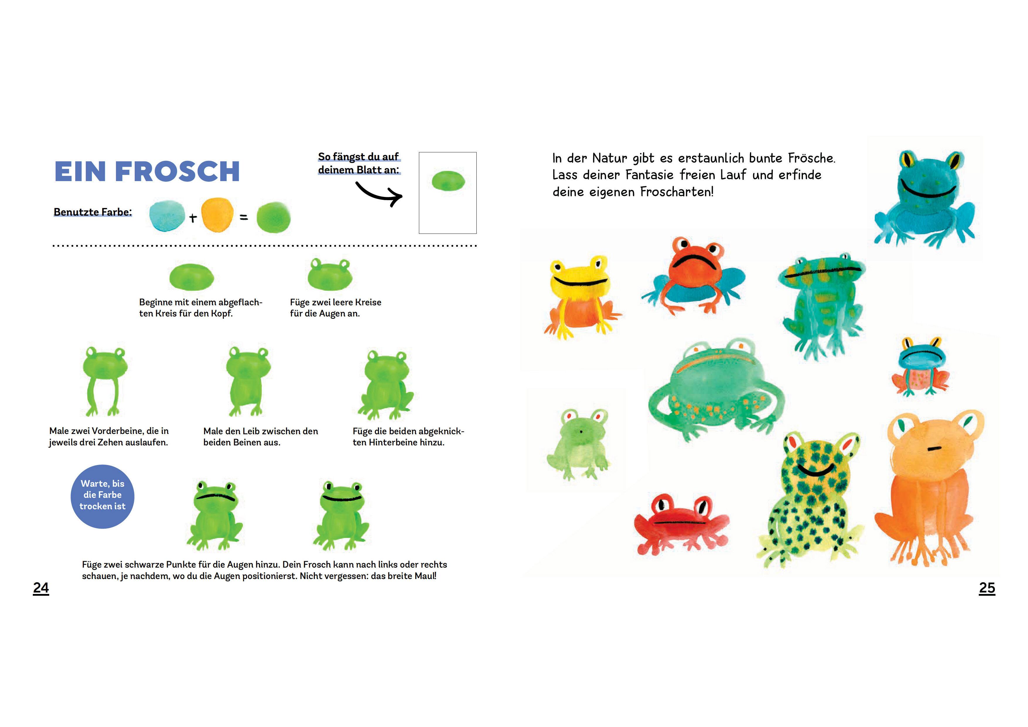 Beispielinhalt (Bild) Wasserfarben-Spaß: Tiere malen. Mit wenigen Pinselstrichen. Für Aquarell- und Wasserfarben.