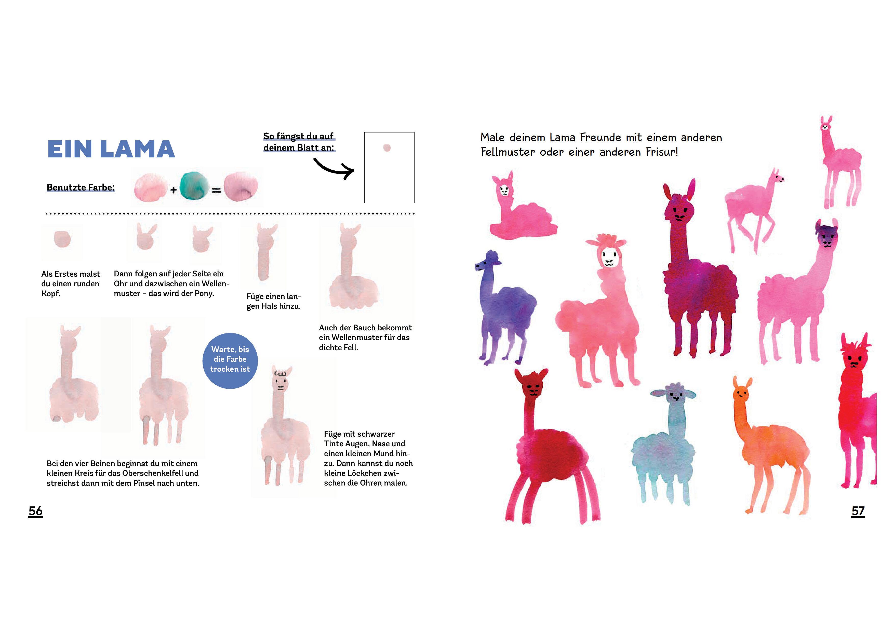 Beispielinhalt (Bild) Wasserfarben-Spaß: Tiere malen. Mit wenigen Pinselstrichen. Für Aquarell- und Wasserfarben.