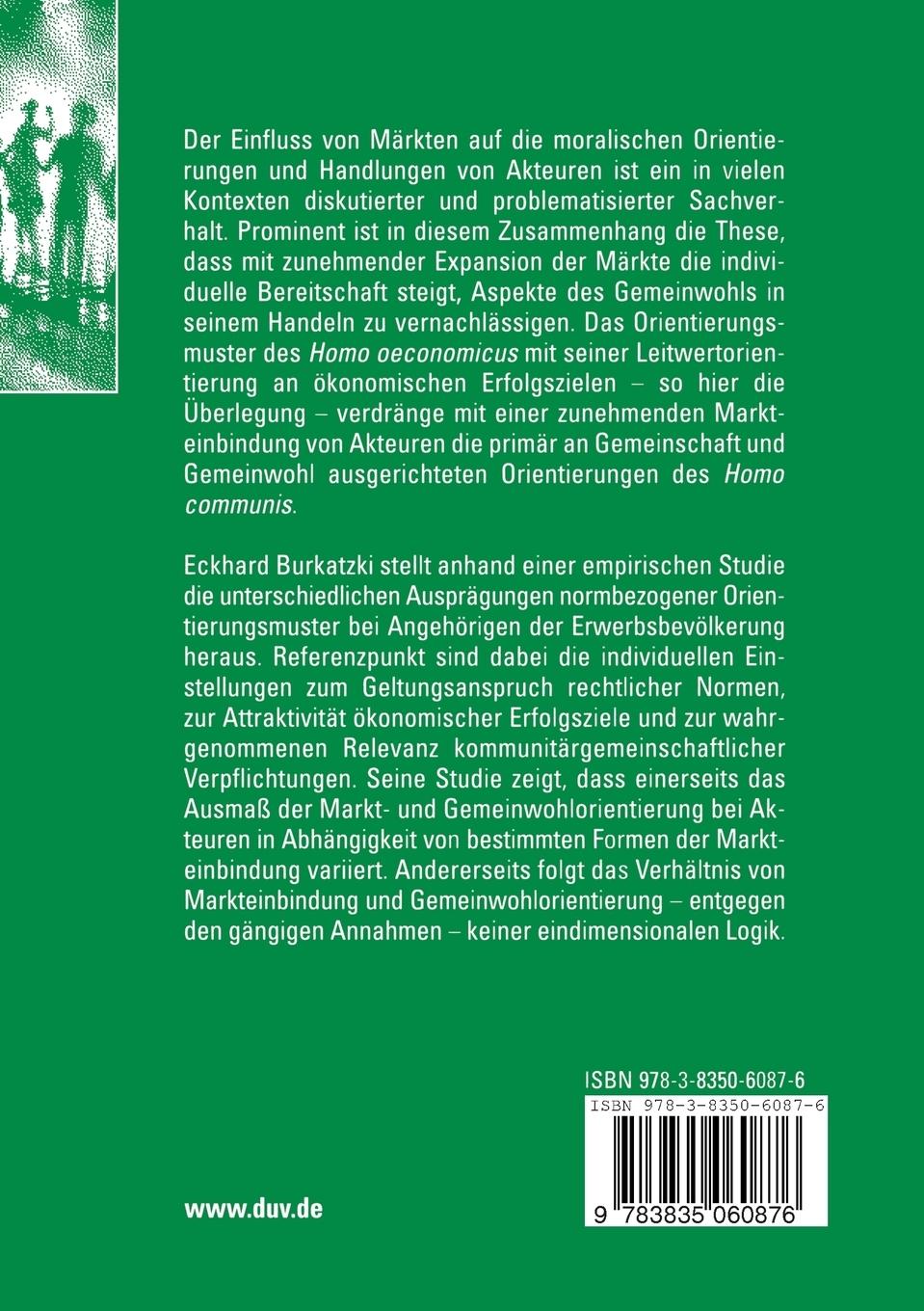 Rückseitencover Verdrängt der Homo oeconomicus den Homo communis?