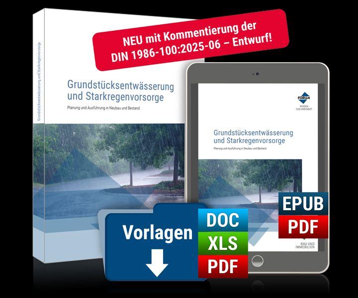 Vorderes Coverbild Grundstücksentwässerung und Starkregenvorsorge