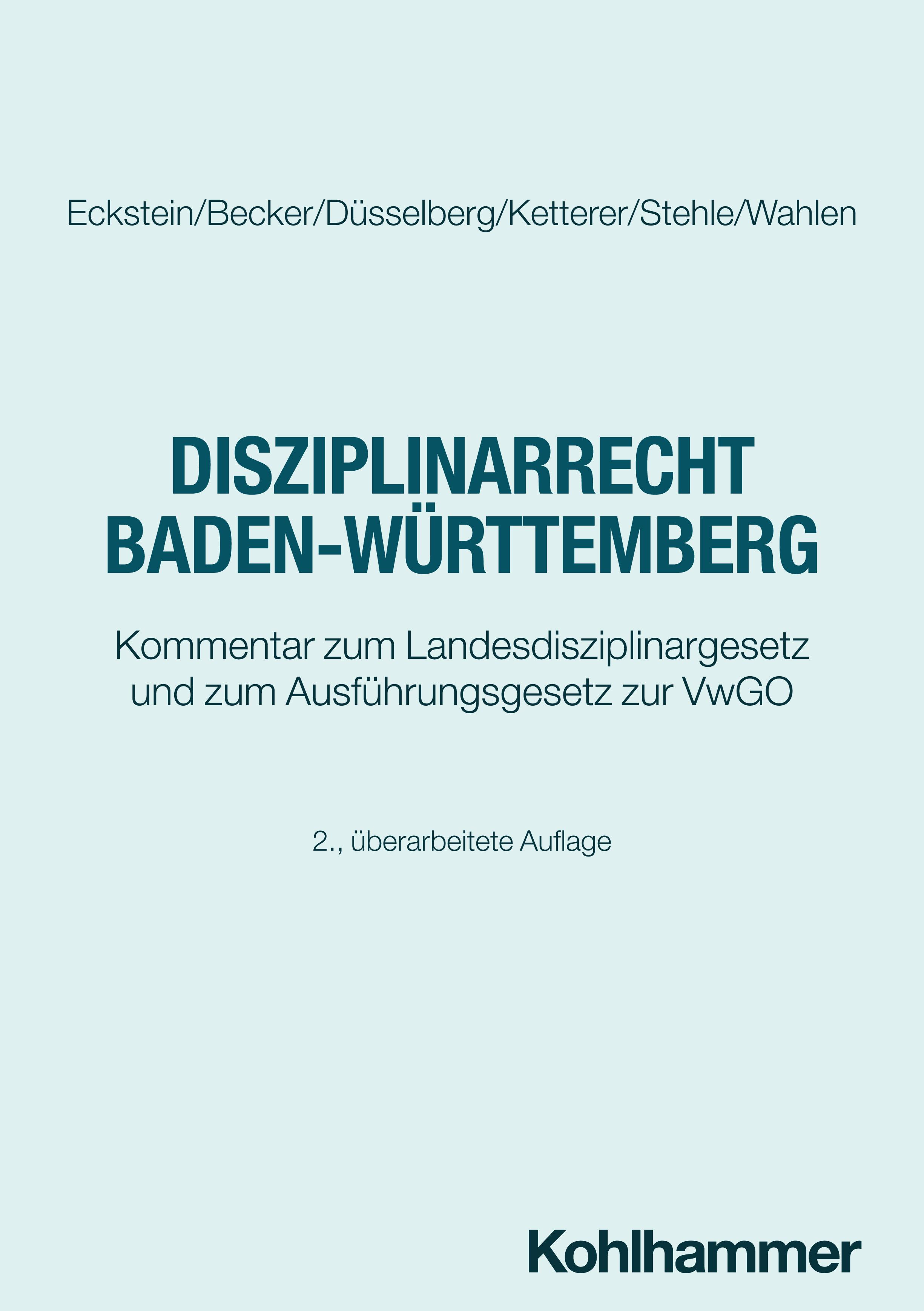 Vorderes Coverbild Disziplinarrecht Baden-Württemberg