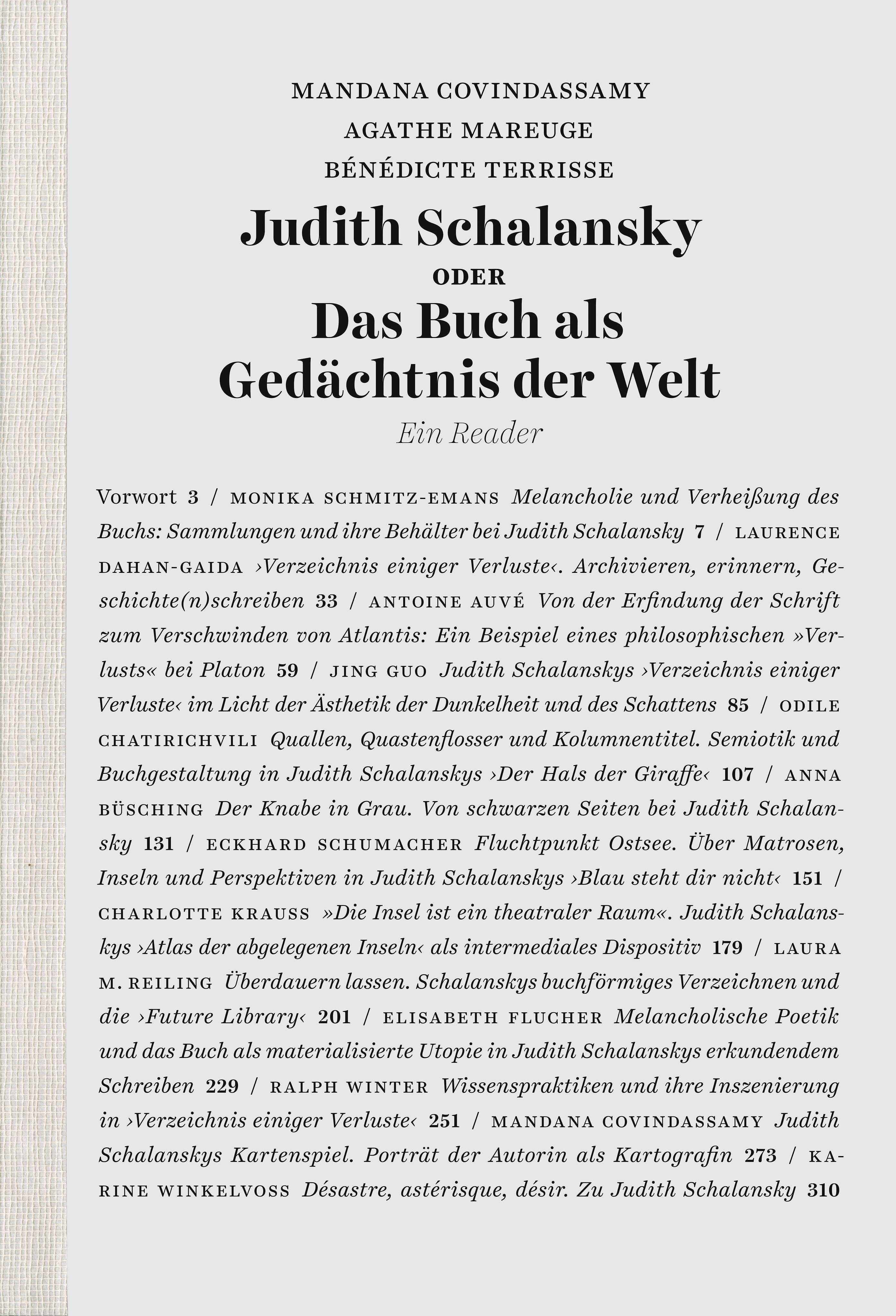 Vorderes Coverbild Judith Schalansky oder Das Buch als Gedächtnis der Welt