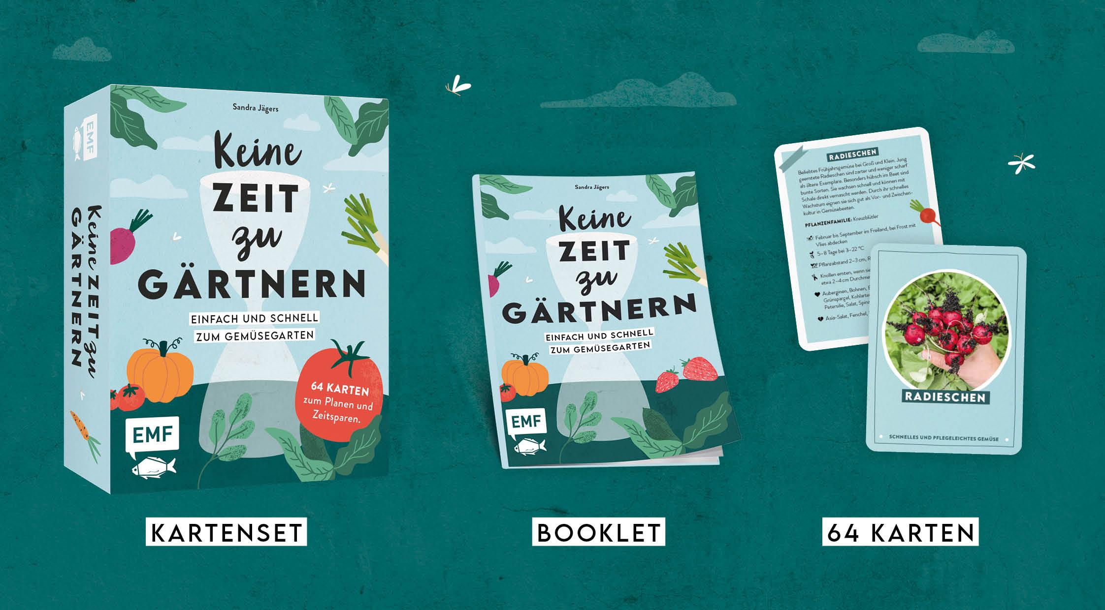 Beispielinhalt (Bild) Kartenset: Keine Zeit zu gärtnern - 64 Karten - Einfach und schnell zum Gemüsegarten