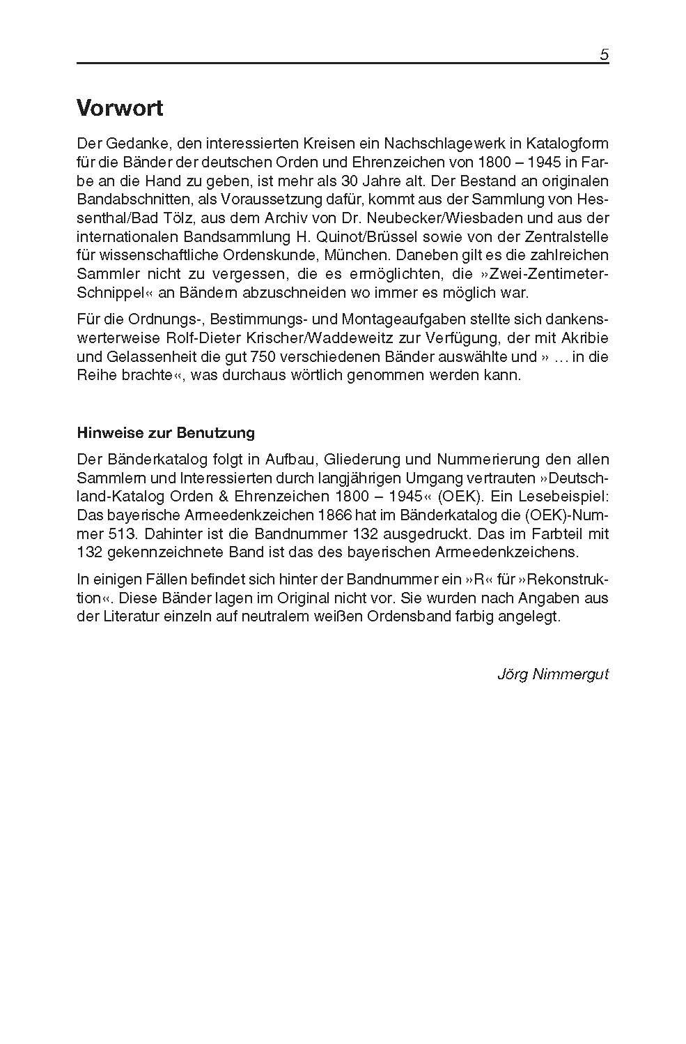 Beispielinhalt (Bild) Bänderkatalog