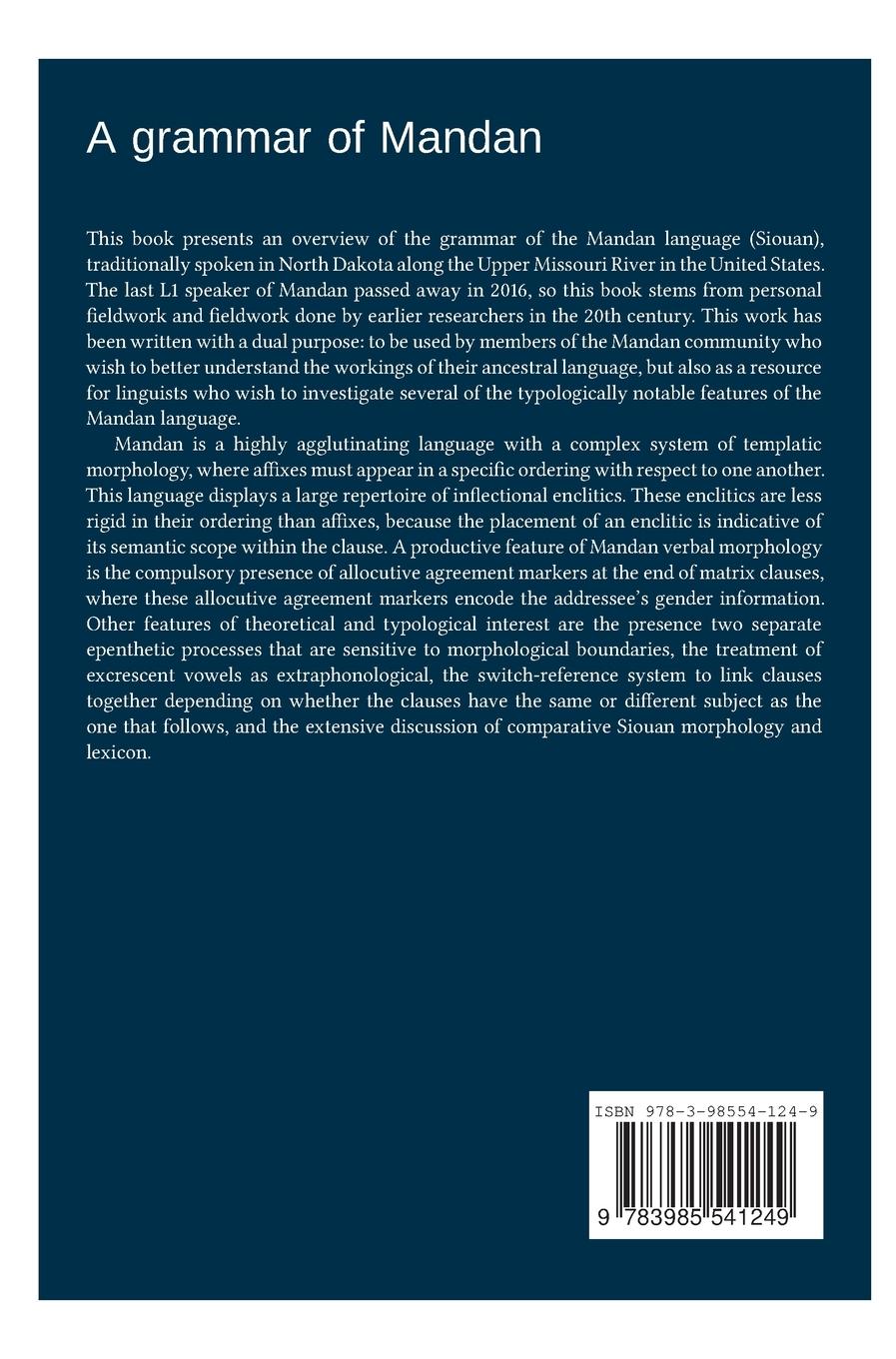 Rückseitencover A grammar of Mandan
