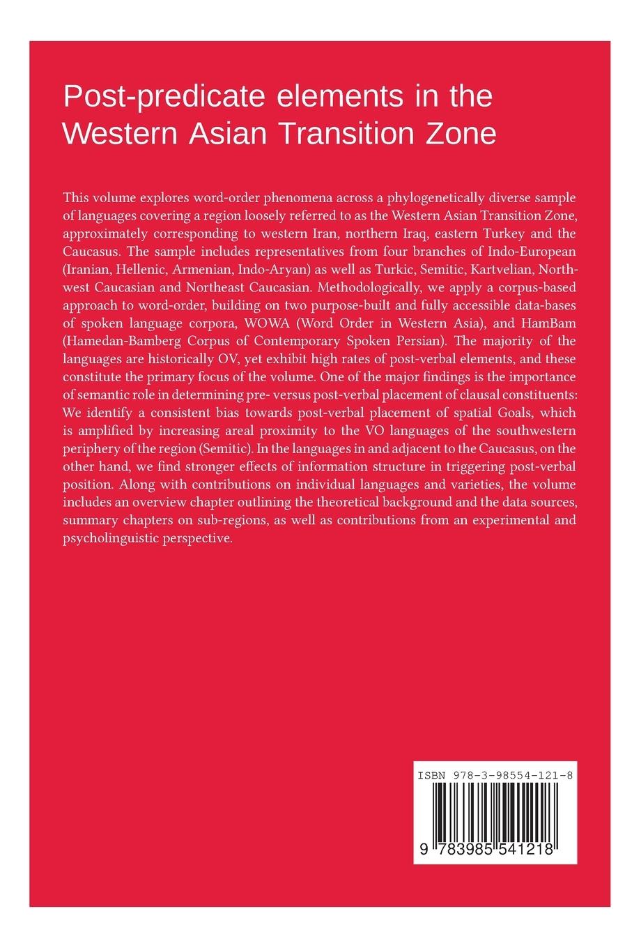 Rückseitencover Post-predicate elements in the Western Asian Transition Zone