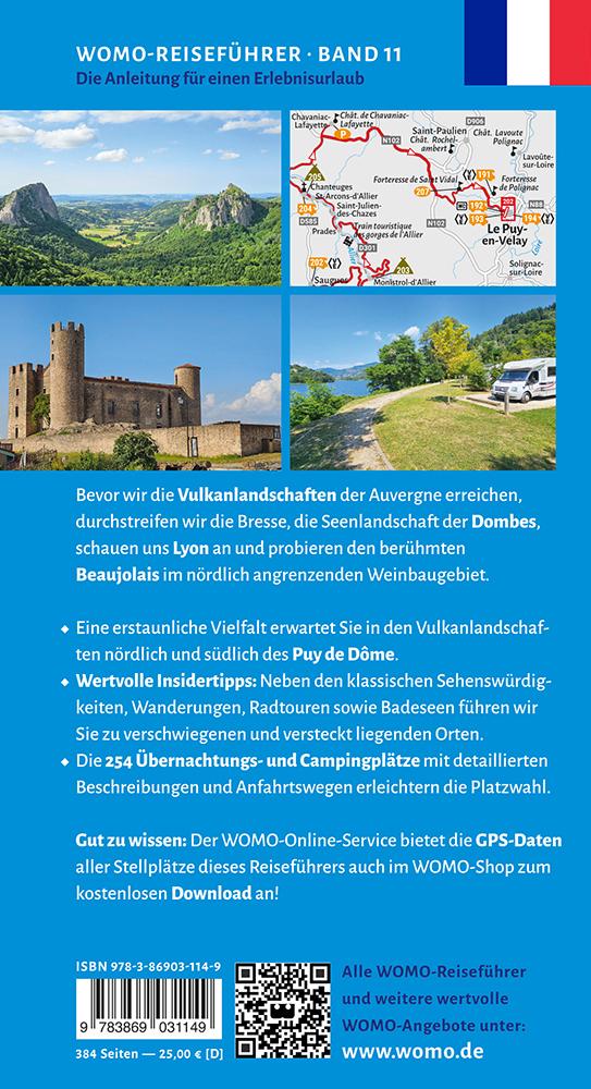 Rückseitencover Entdeckertouren mit dem Wohnmobil Auvergne, Bresse, Beaujolais, Lyon