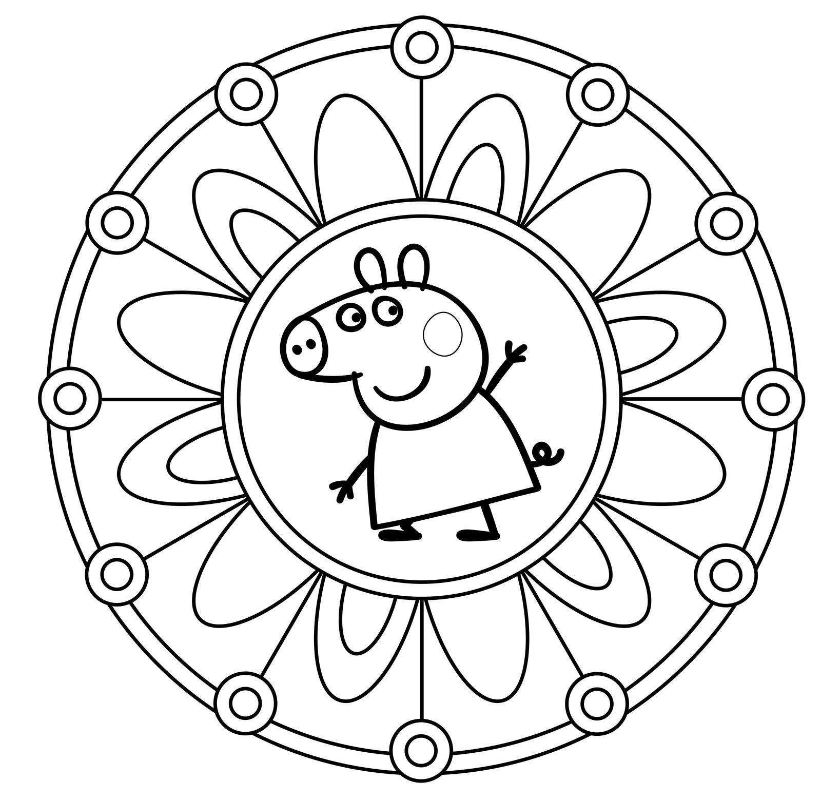 Beispielinhalt (Bild) Peppa Wutz Ausmalbilder: MANDALA Malspaß