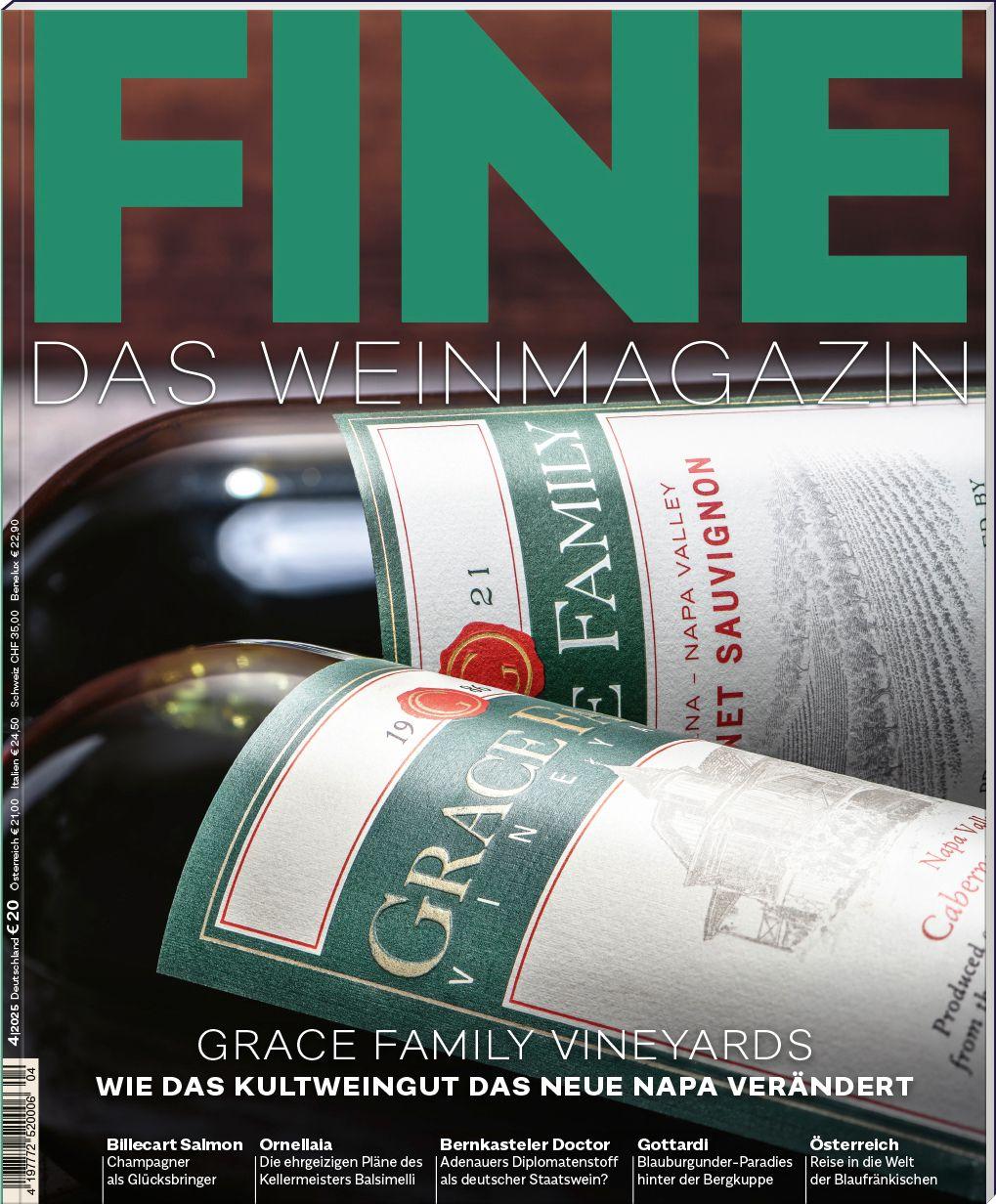 Vorderes Coverbild FINE Das Weinmagazin 04/2025