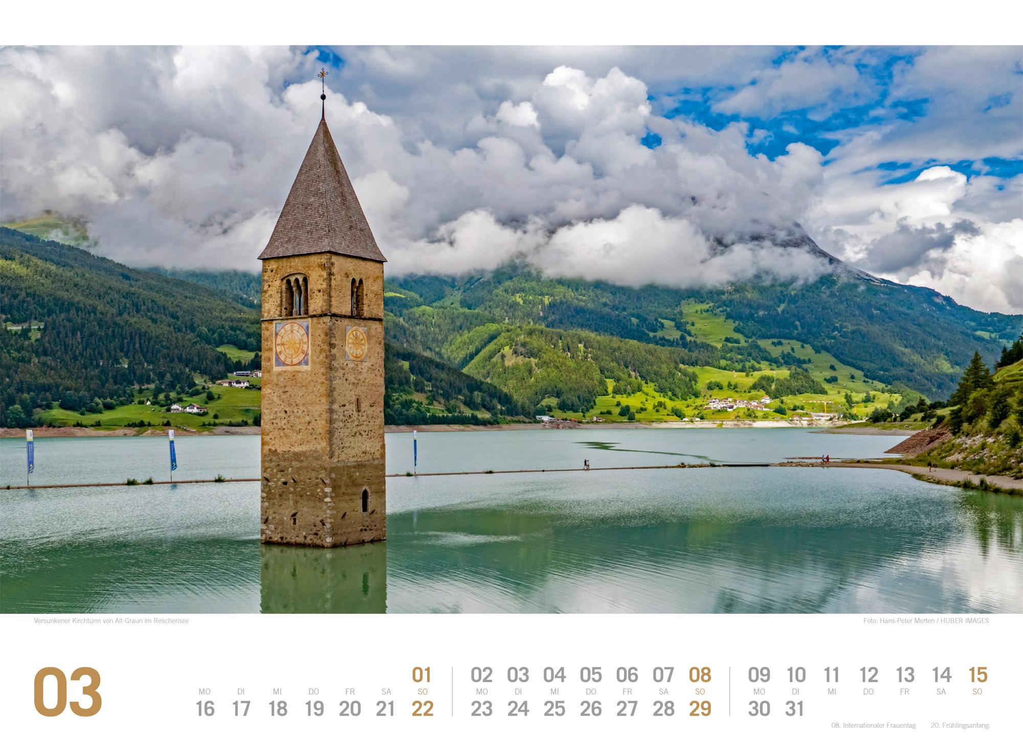 Beispielinhalt (Bild) Südtirol ReiseLust Kalender 2026 | von Bozen bis zu den drei Zinnen