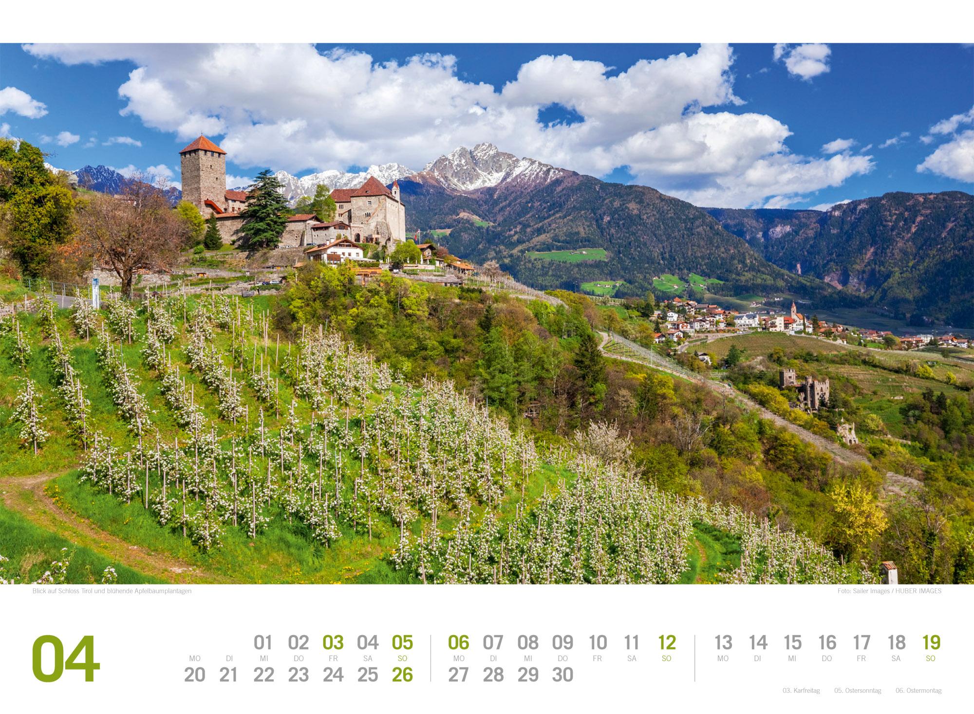 Beispielinhalt (Bild) Südtirol ReiseLust Kalender 2026 | von Bozen bis zu den drei Zinnen