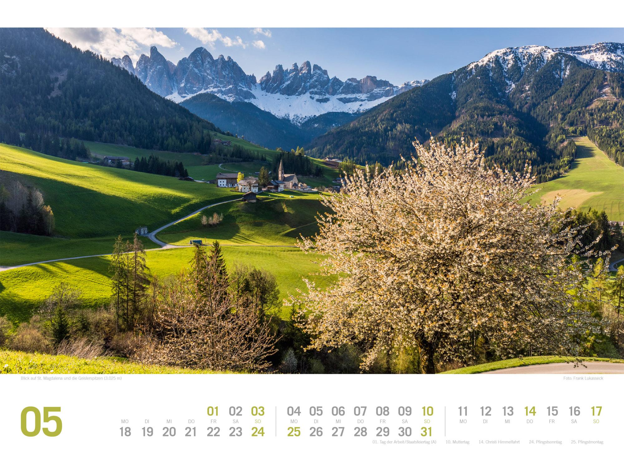 Beispielinhalt (Bild) Südtirol ReiseLust Kalender 2026 | von Bozen bis zu den drei Zinnen