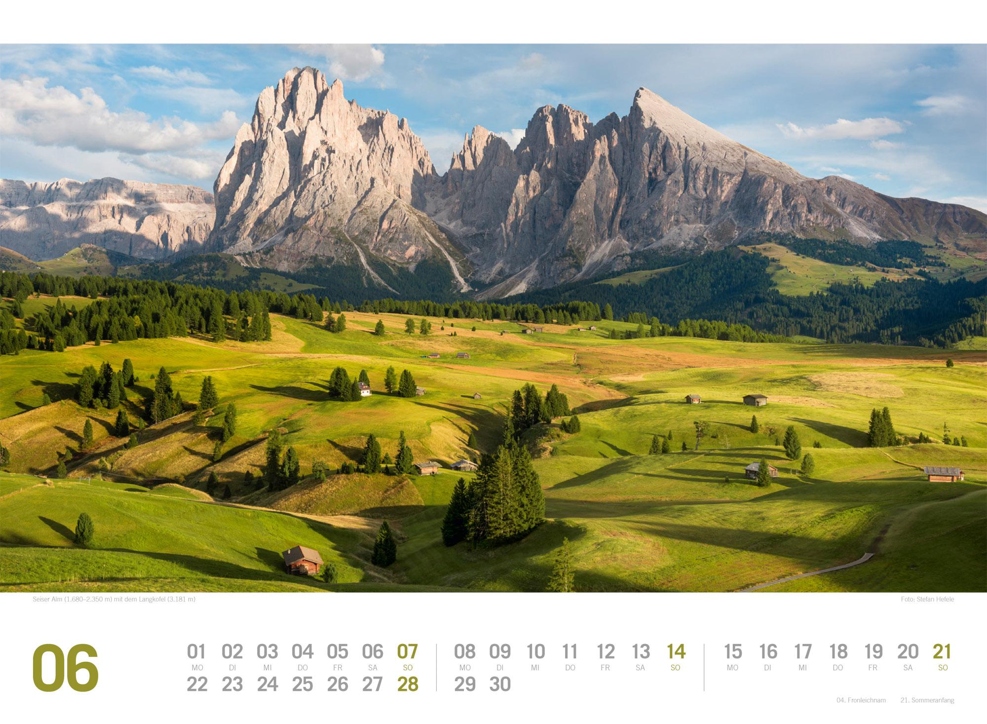 Beispielinhalt (Bild) Südtirol ReiseLust Kalender 2026 | von Bozen bis zu den drei Zinnen