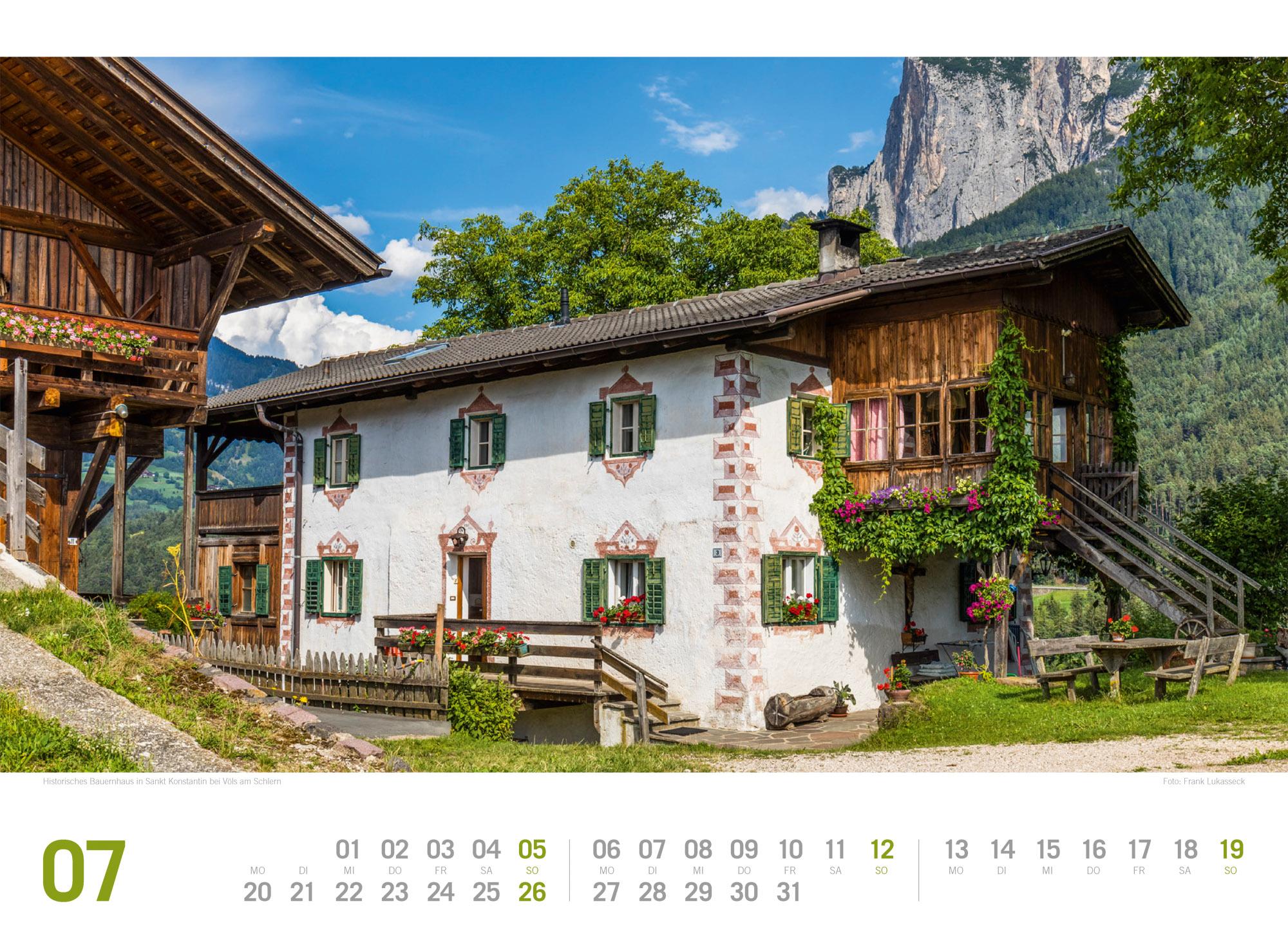 Beispielinhalt (Bild) Südtirol ReiseLust Kalender 2026 | von Bozen bis zu den drei Zinnen