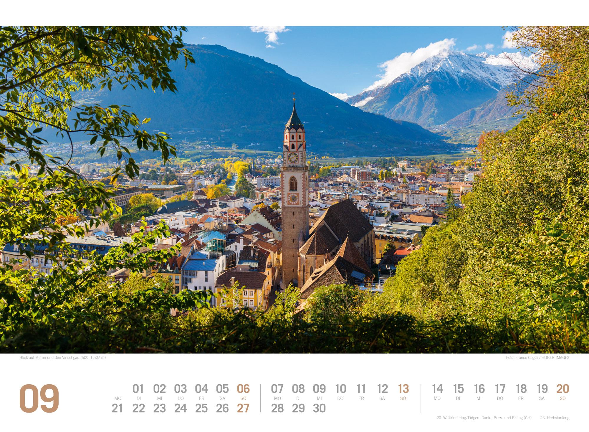 Beispielinhalt (Bild) Südtirol ReiseLust Kalender 2026 | von Bozen bis zu den drei Zinnen