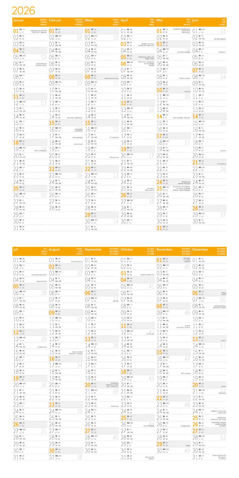 Beispielinhalt (Bild) Pinguine Broschürenkalender 2026 - 30x30 - Art12