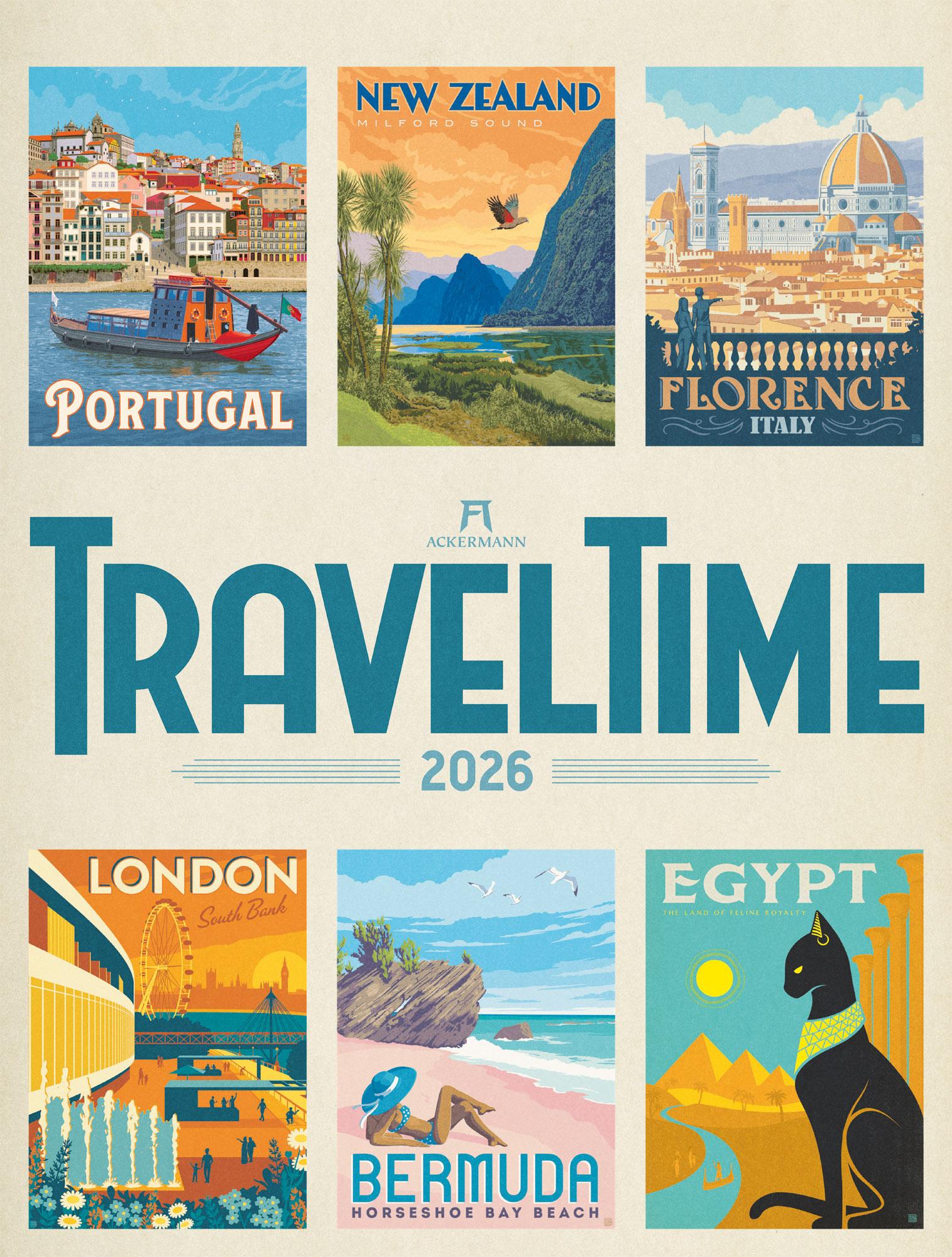 Vorderes Coverbild Travel Time Plakate-Kalender 2026