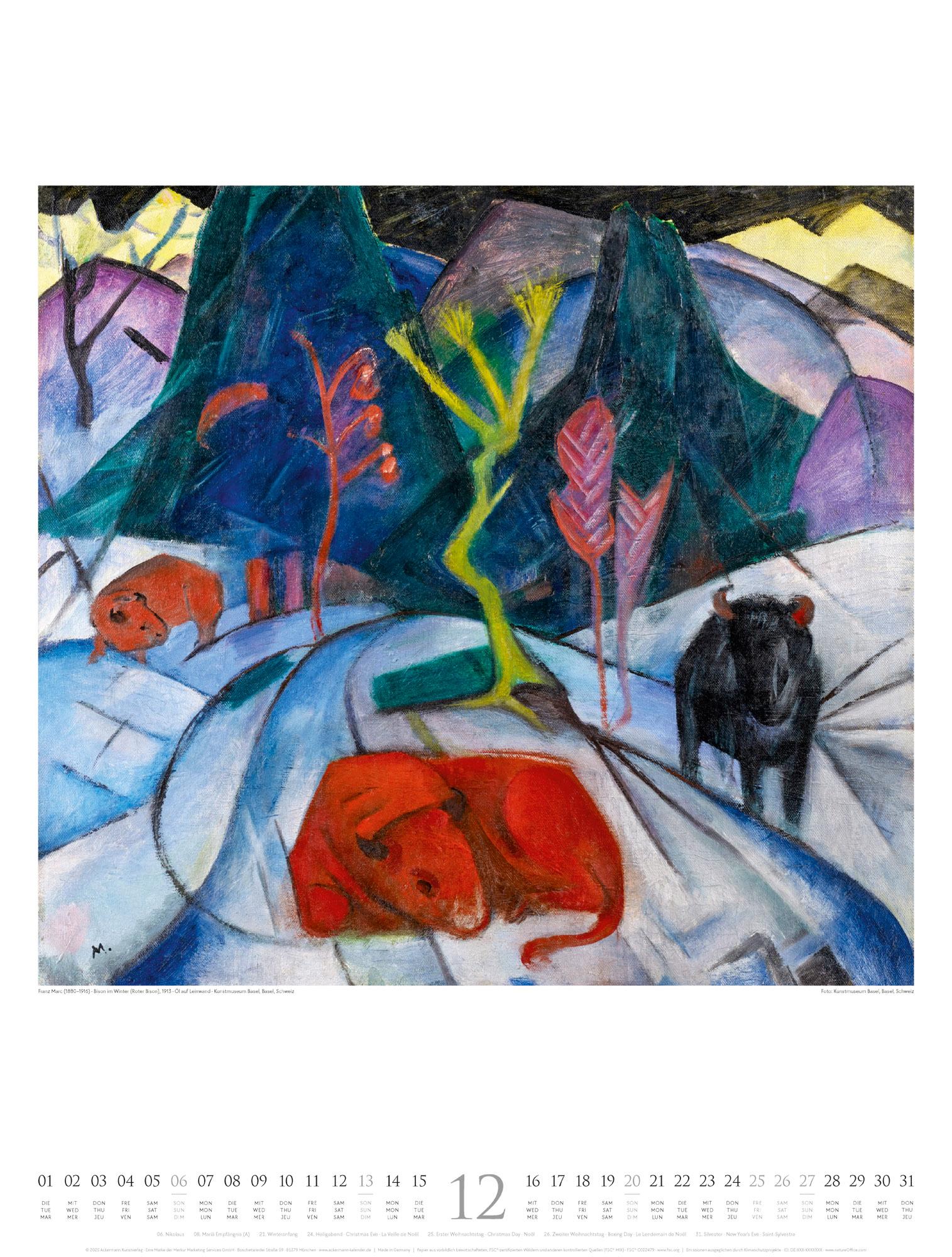 Beispielinhalt (Bild) Der Blaue Reiter Kalender 2026 | Aufbruch in die Moderne