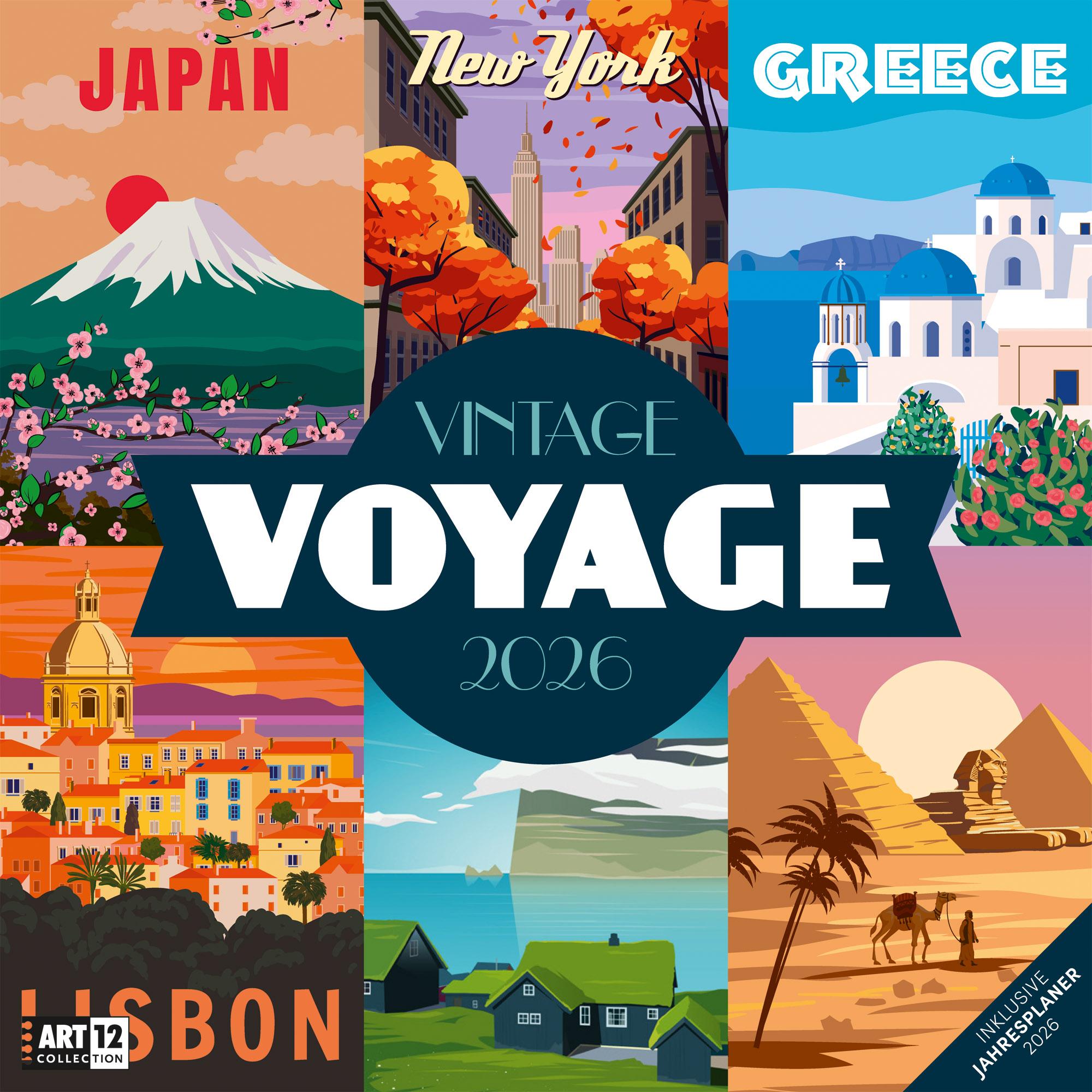 Vorderes Coverbild Vintage Voyage Broschürenkalender 2026 - 30x30 - Art12